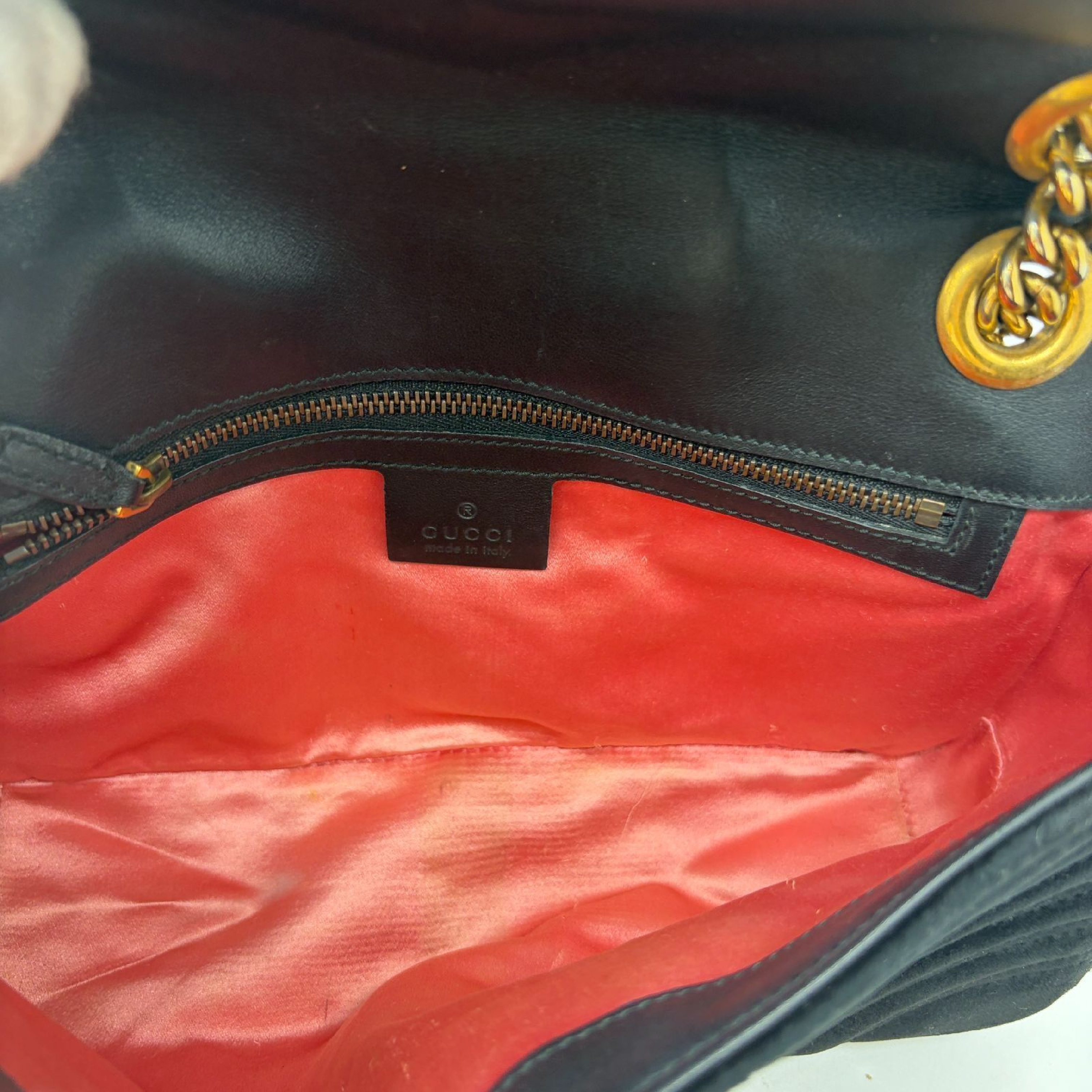 GG Marmont Matelassé Velvet Chain Shoulder Bag, Black, Double G Shoulder Bag — view 11