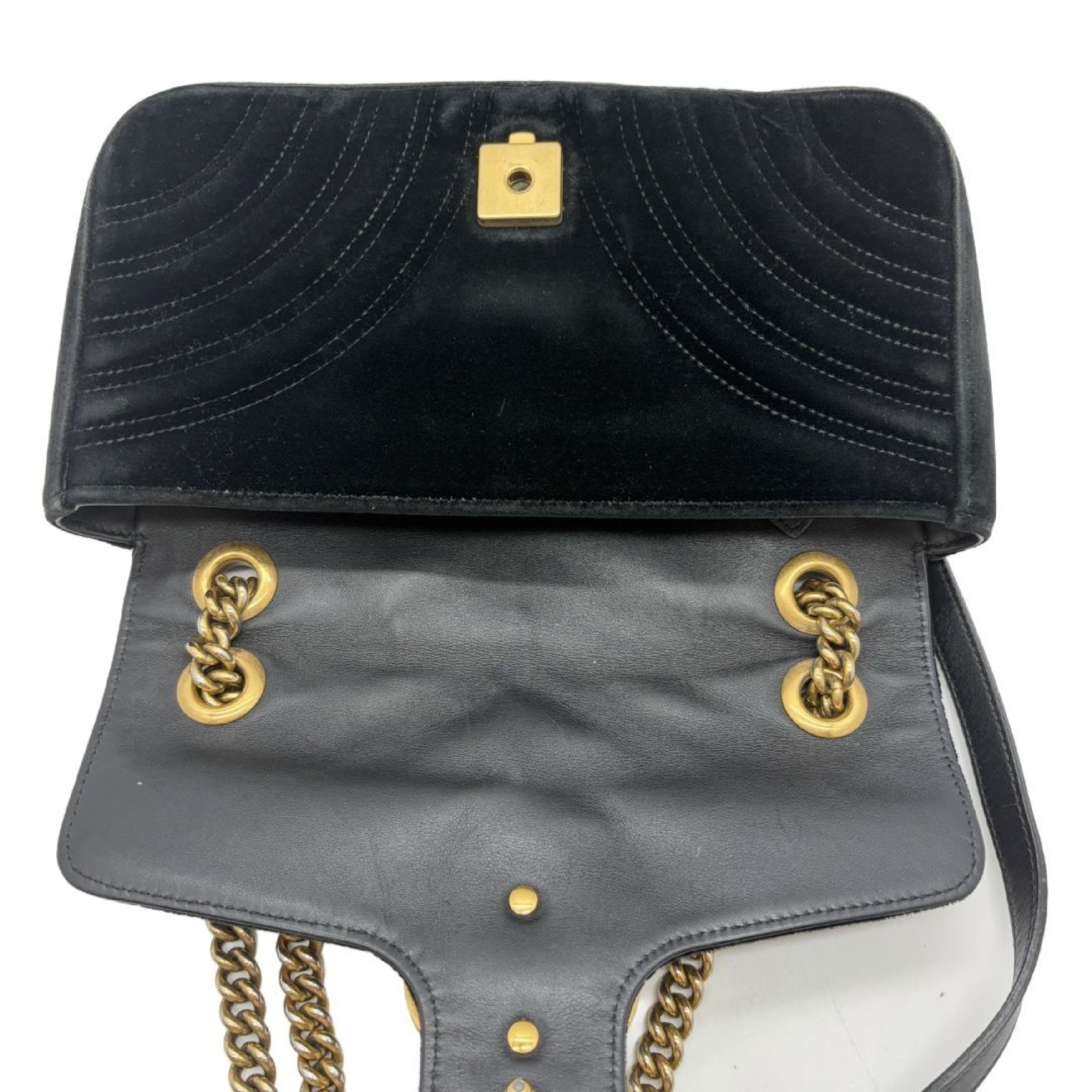 GG Marmont Matelassé Velvet Chain Shoulder Bag, Black, Double G Shoulder Bag — view 6