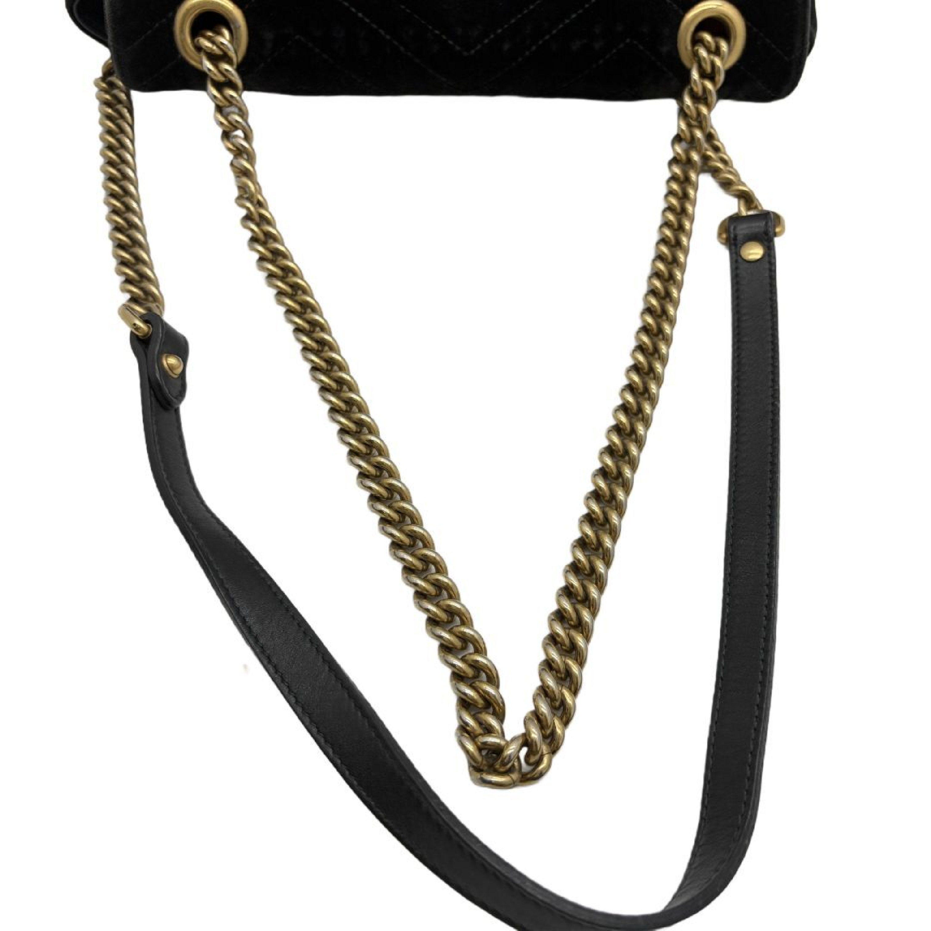 GG Marmont Matelassé Velvet Chain Shoulder Bag, Black, Double G Shoulder Bag — view 7