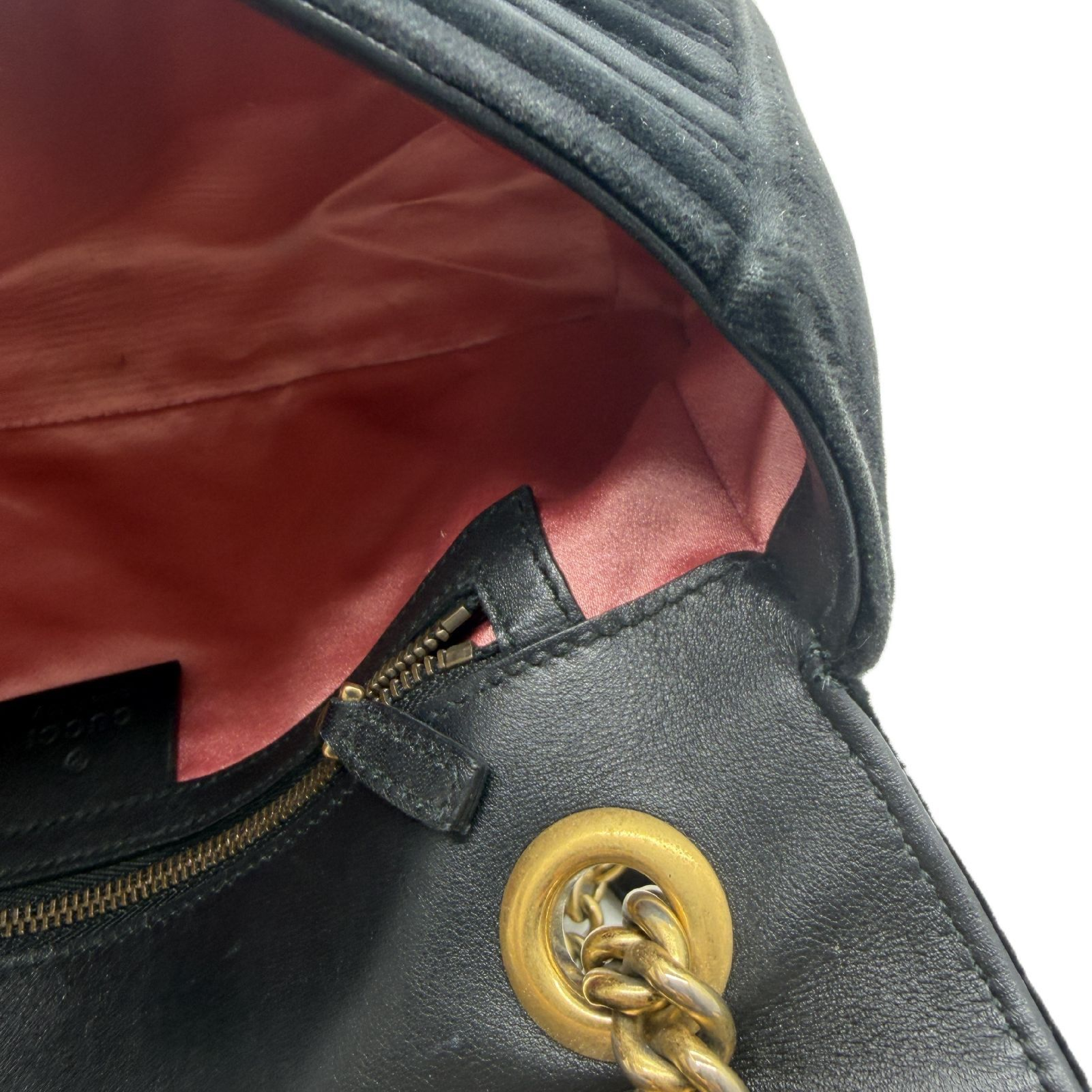 GG Marmont Matelassé Velvet Chain Shoulder Bag, Black, Double G Shoulder Bag — view 8
