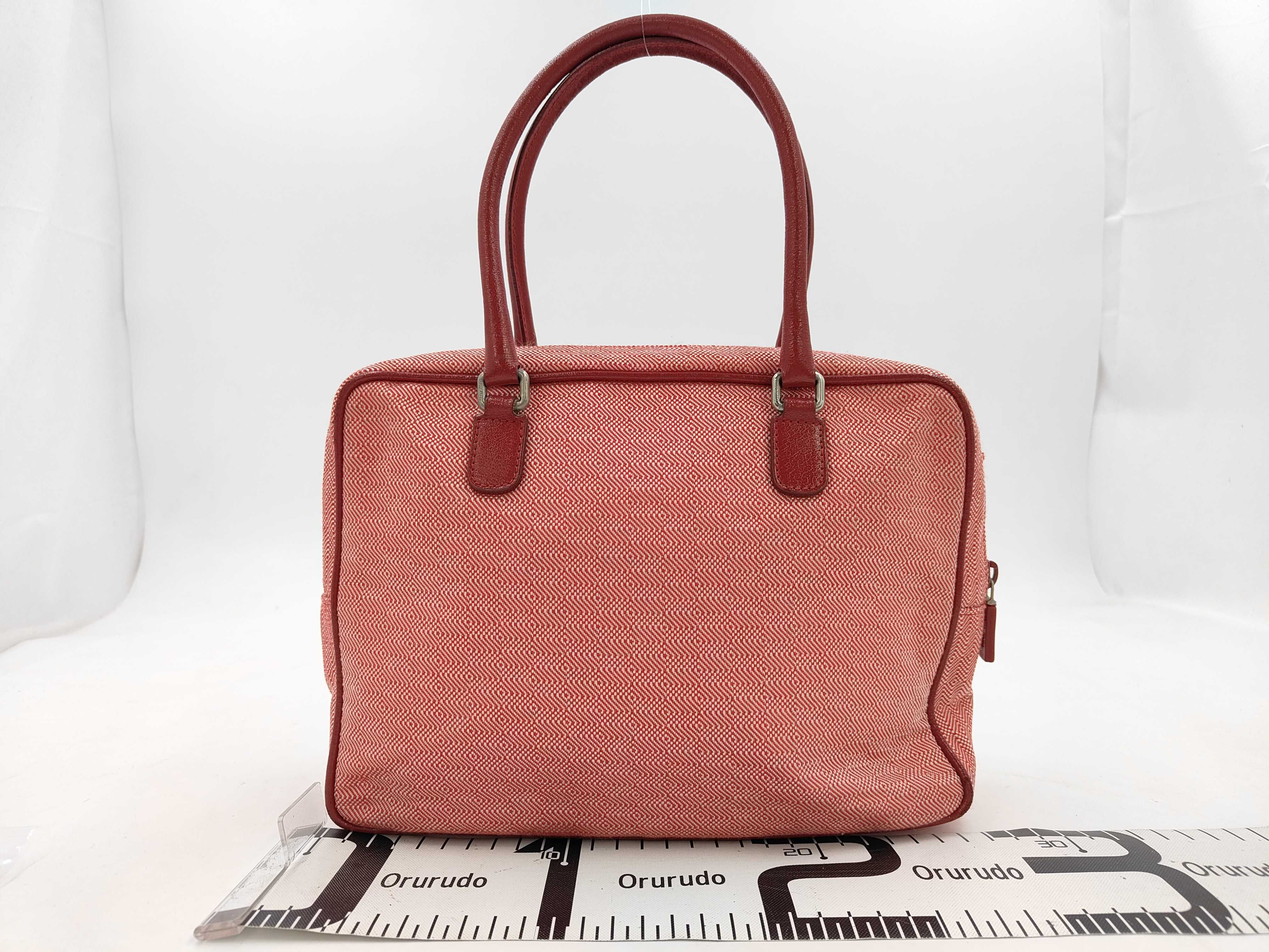 Leather Canvas Mini Boston Bag with Ribbon Tote Bag — view 2