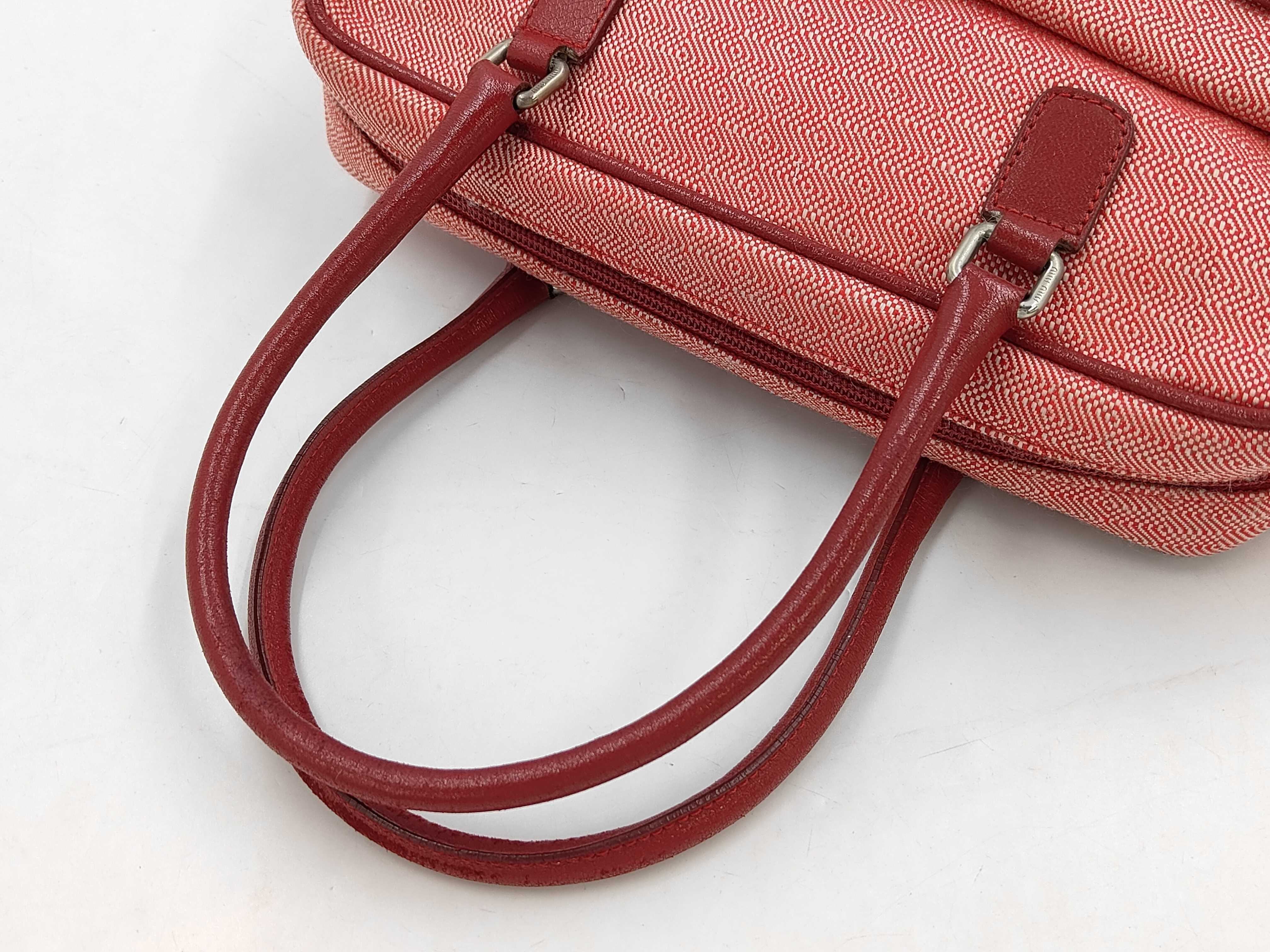 Leather Canvas Mini Boston Bag with Ribbon Tote Bag — view 3