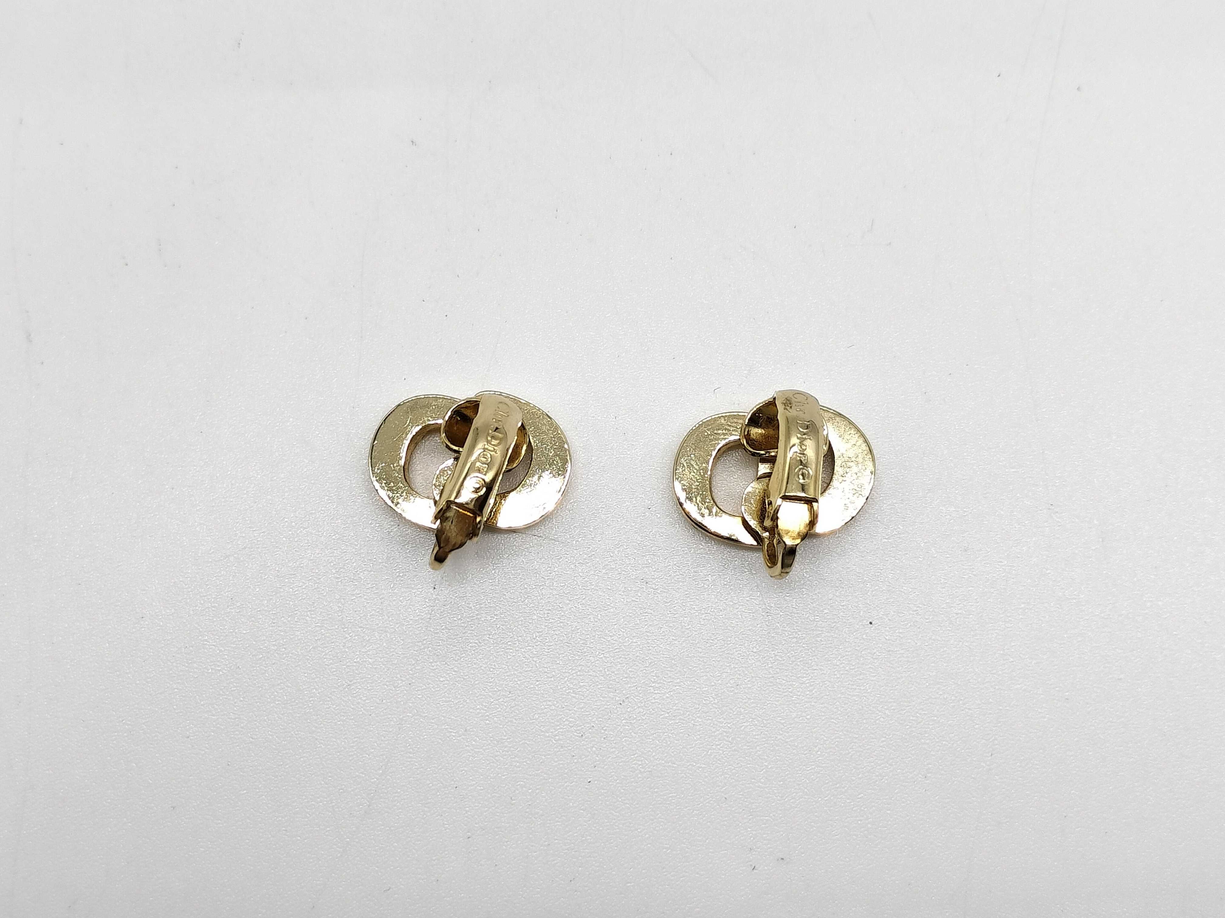 CD Logo Rhinestone Gold Color Earrings — view 3