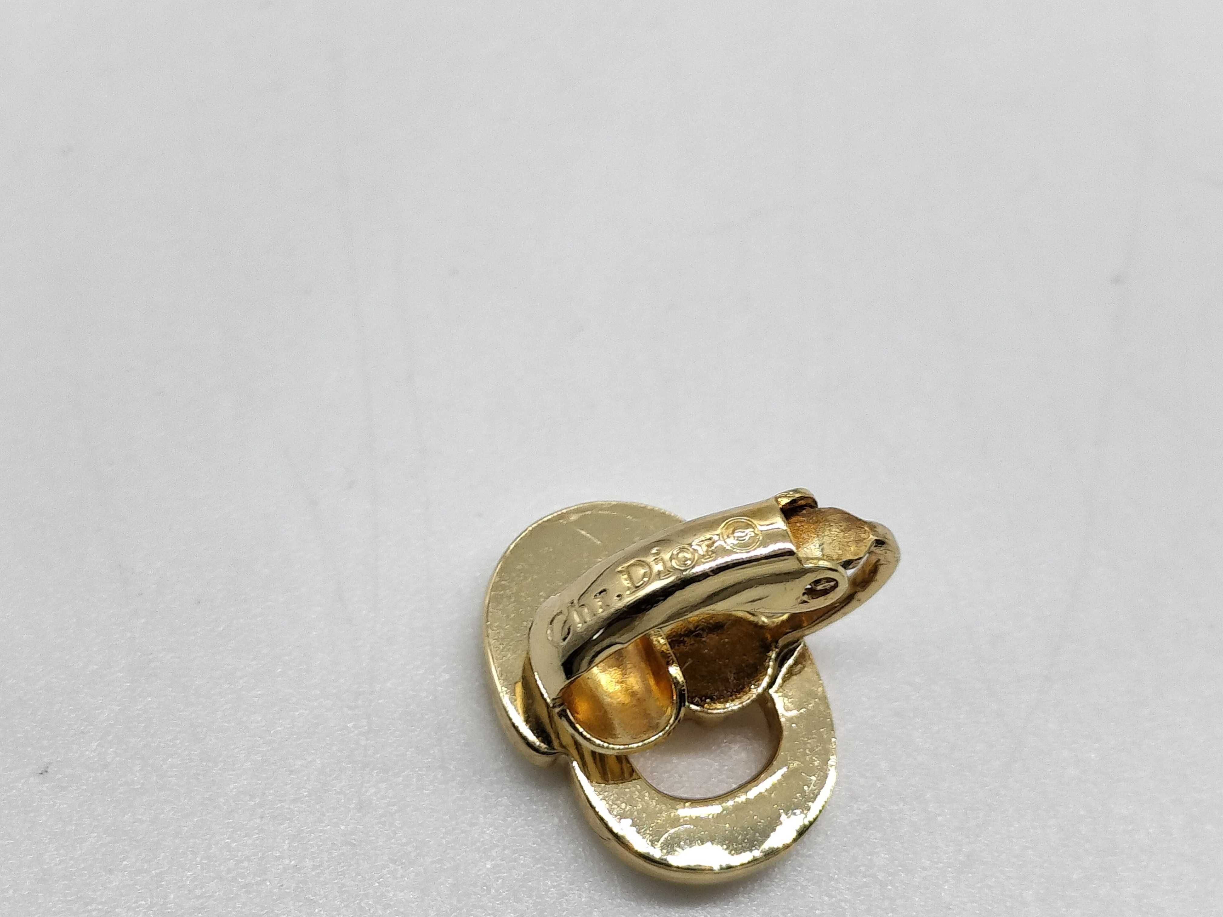 CD Logo Rhinestone Gold Color Earrings — view 4