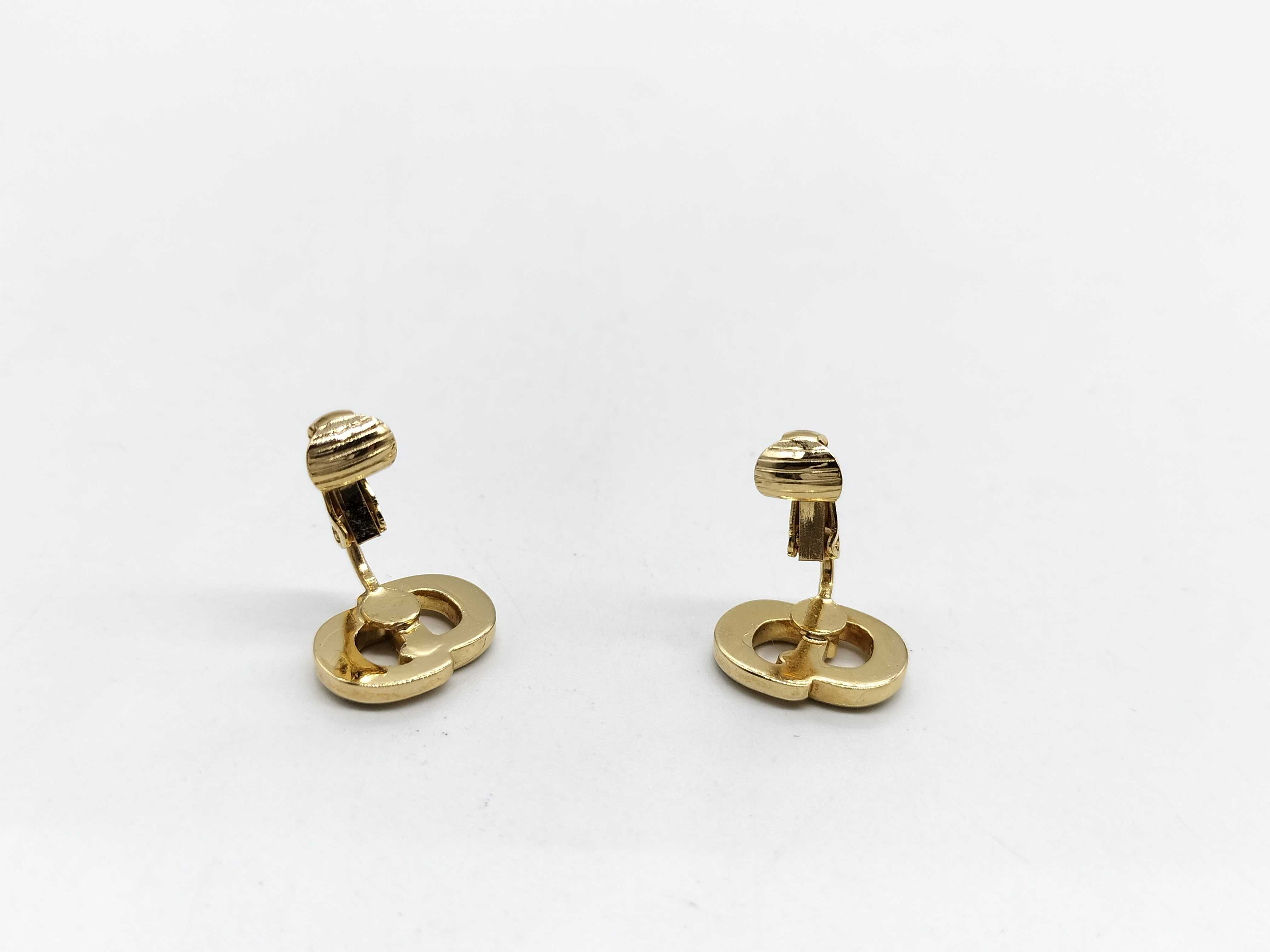 CD Logo Rhinestone Gold Color Earrings — view 5