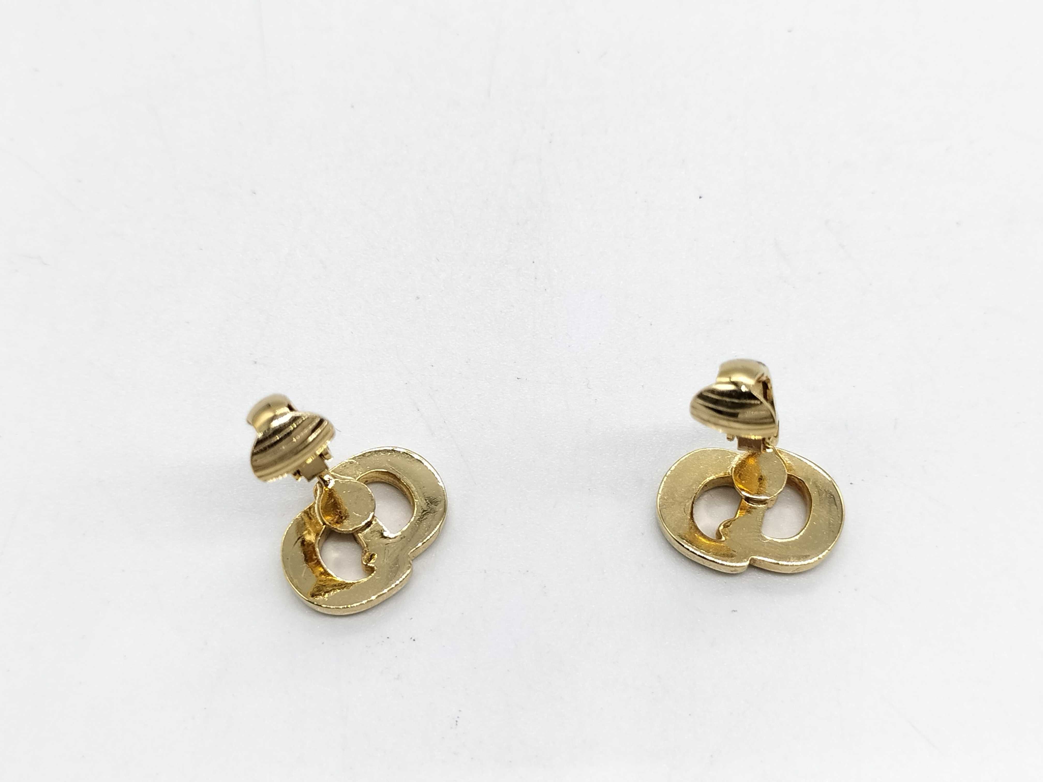 CD Logo Rhinestone Gold Color Earrings — view 6