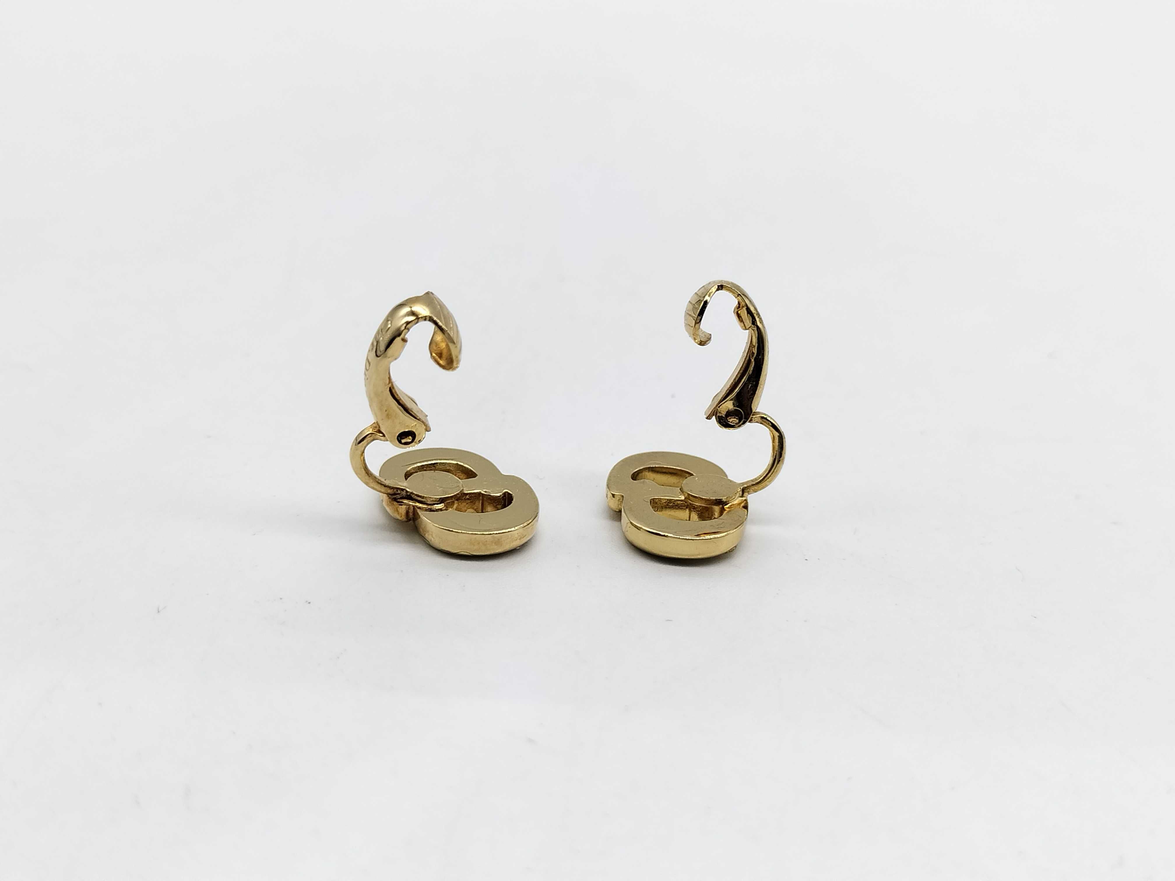 CD Logo Rhinestone Gold Color Earrings — view 7