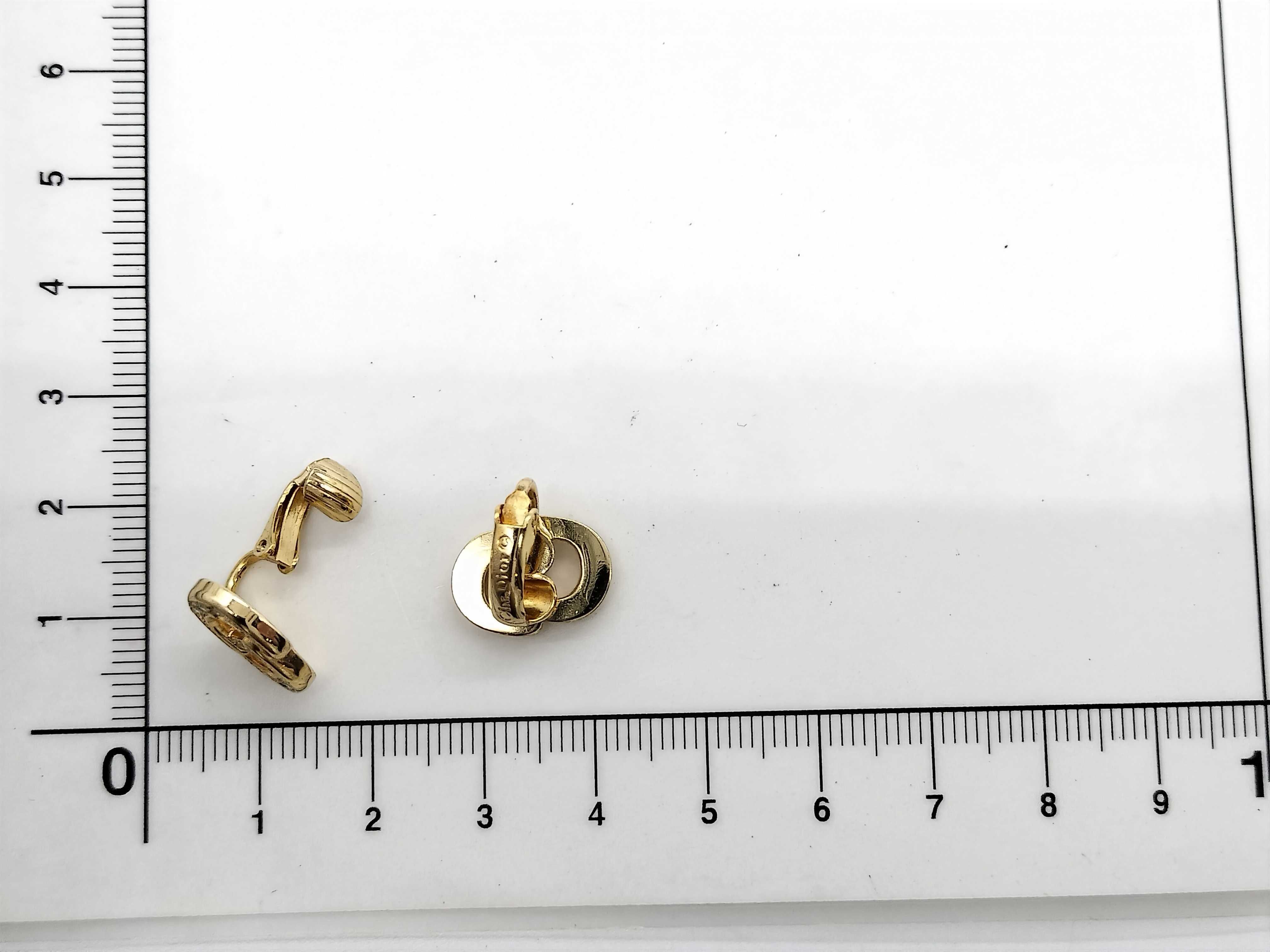 CD Logo Rhinestone Gold Color Earrings — view 8