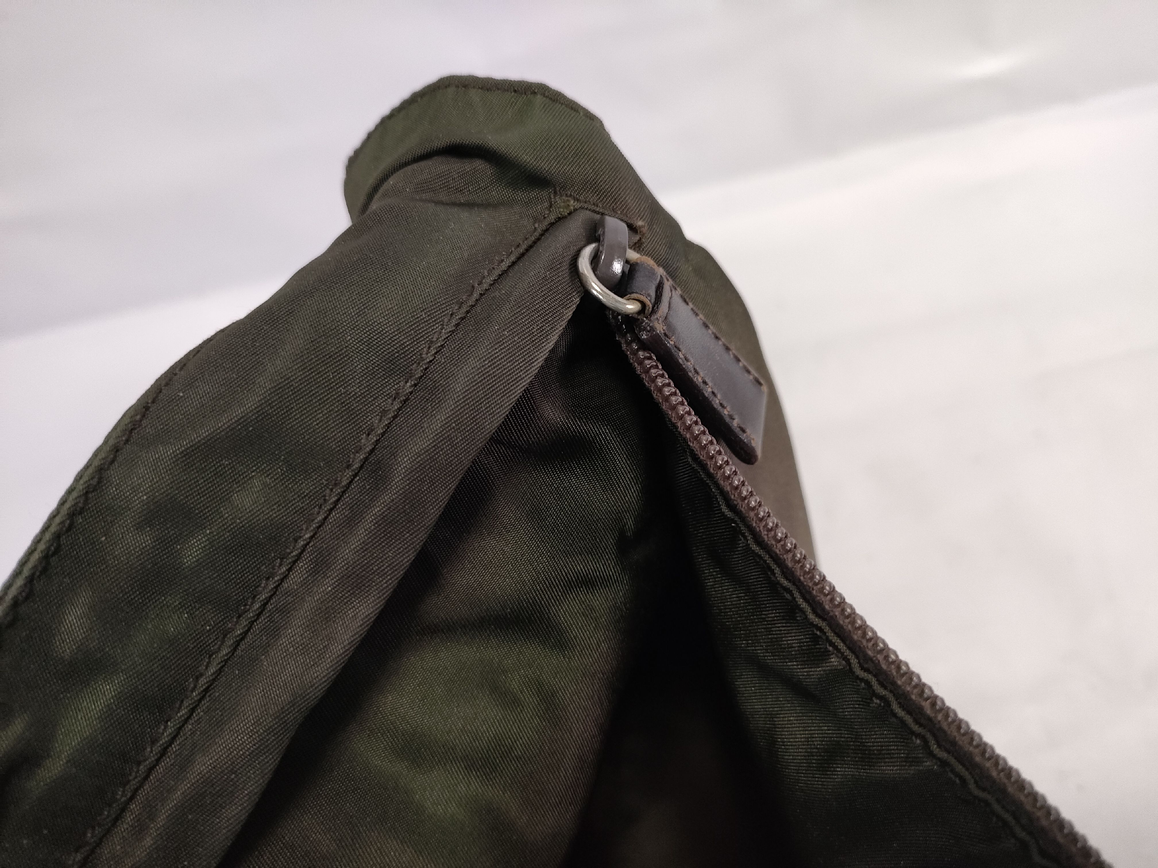 Nylon Shoulder Bag, Khaki — view 12