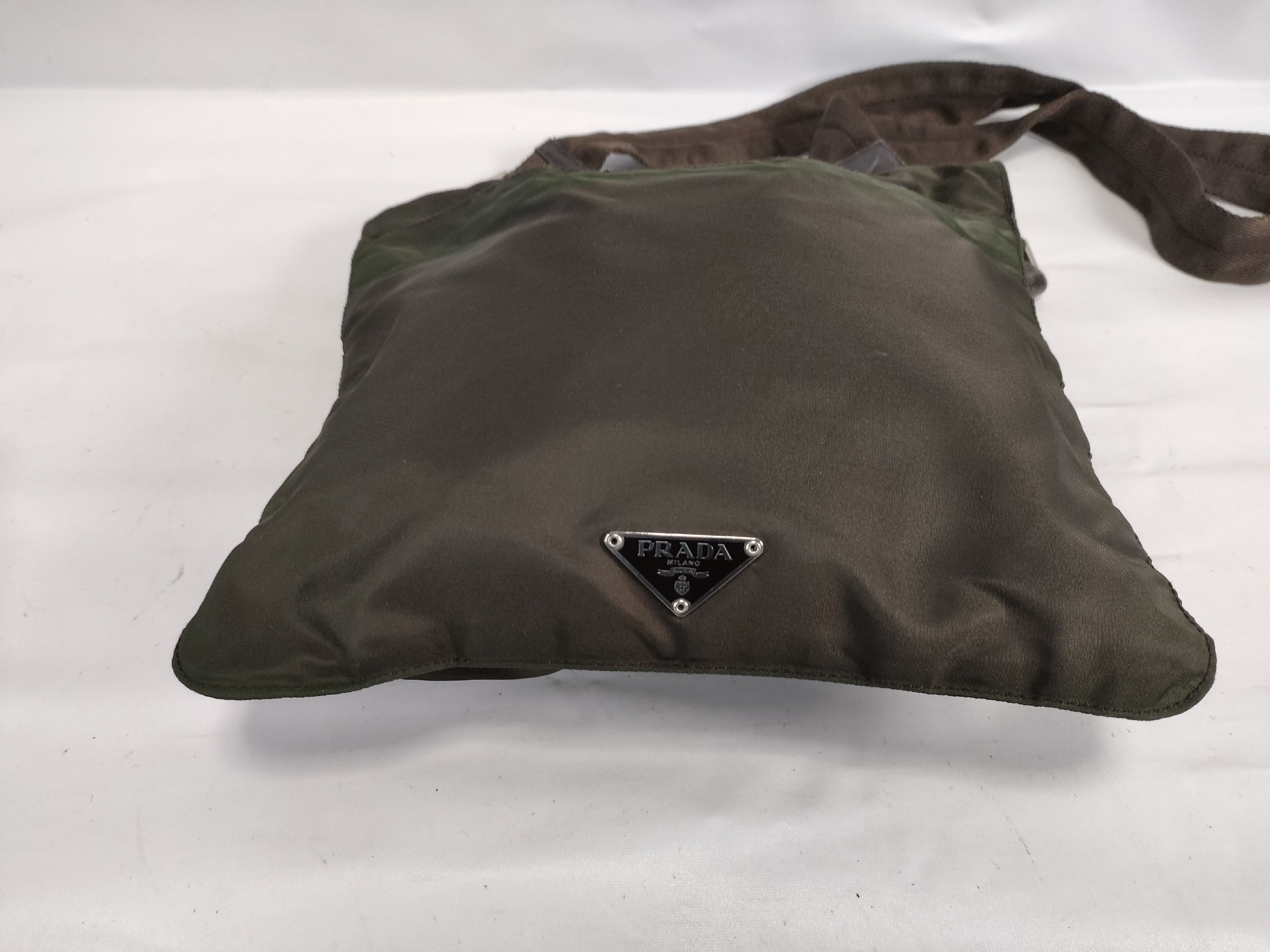 Nylon Shoulder Bag, Khaki — view 7