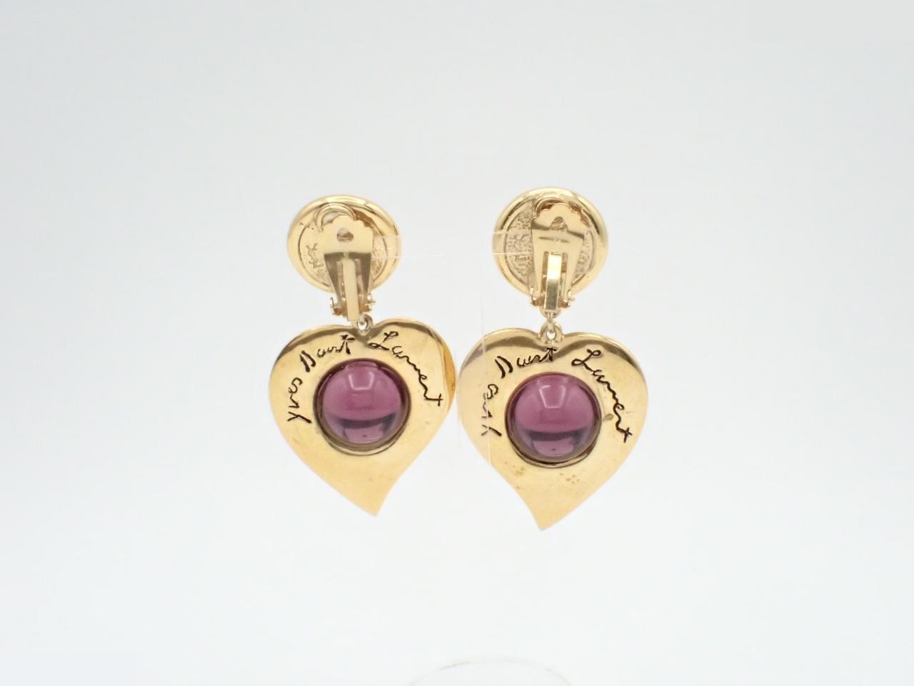 Other lines: Precious metal earrings, heart design, rhinestone, purple. — view 2