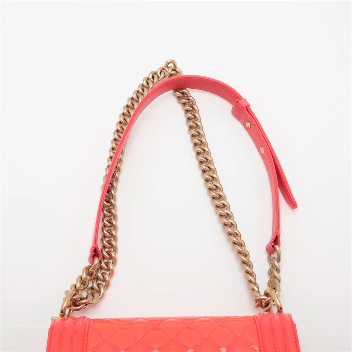 Boy Chanel 20 Small Patent Leather Chain Shoulder Bag, Pink with Gold Hardware, 21957793, Series 21, A67085 — view 6