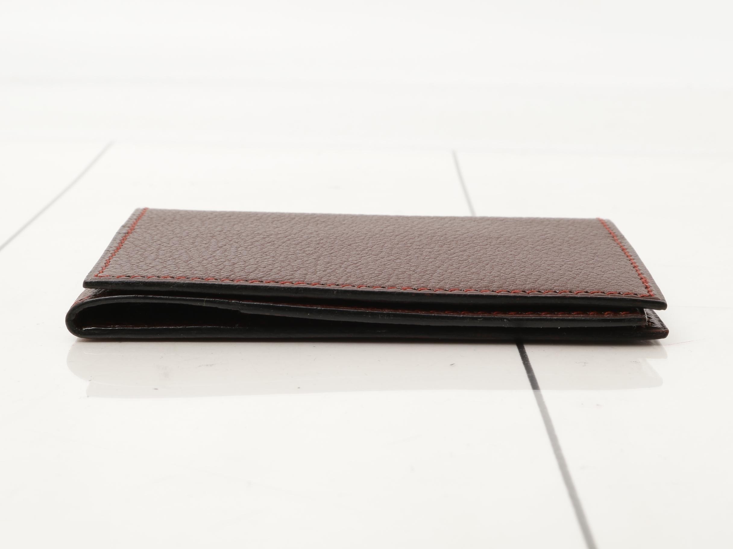 Cournezet Guernsey Tri-fold Card Case, Chevre Leather, Bordeaux — view 3