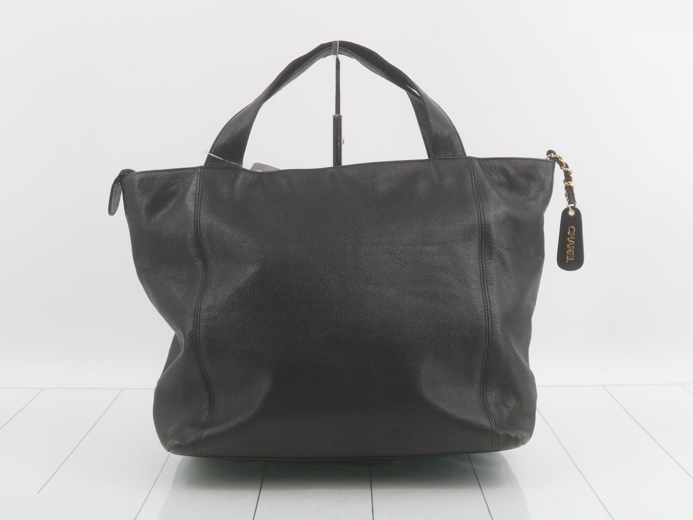Coco Mark Shopper Tote, Caviar Skin, Black, Series 4, Sticker Included, W32cm — view 2