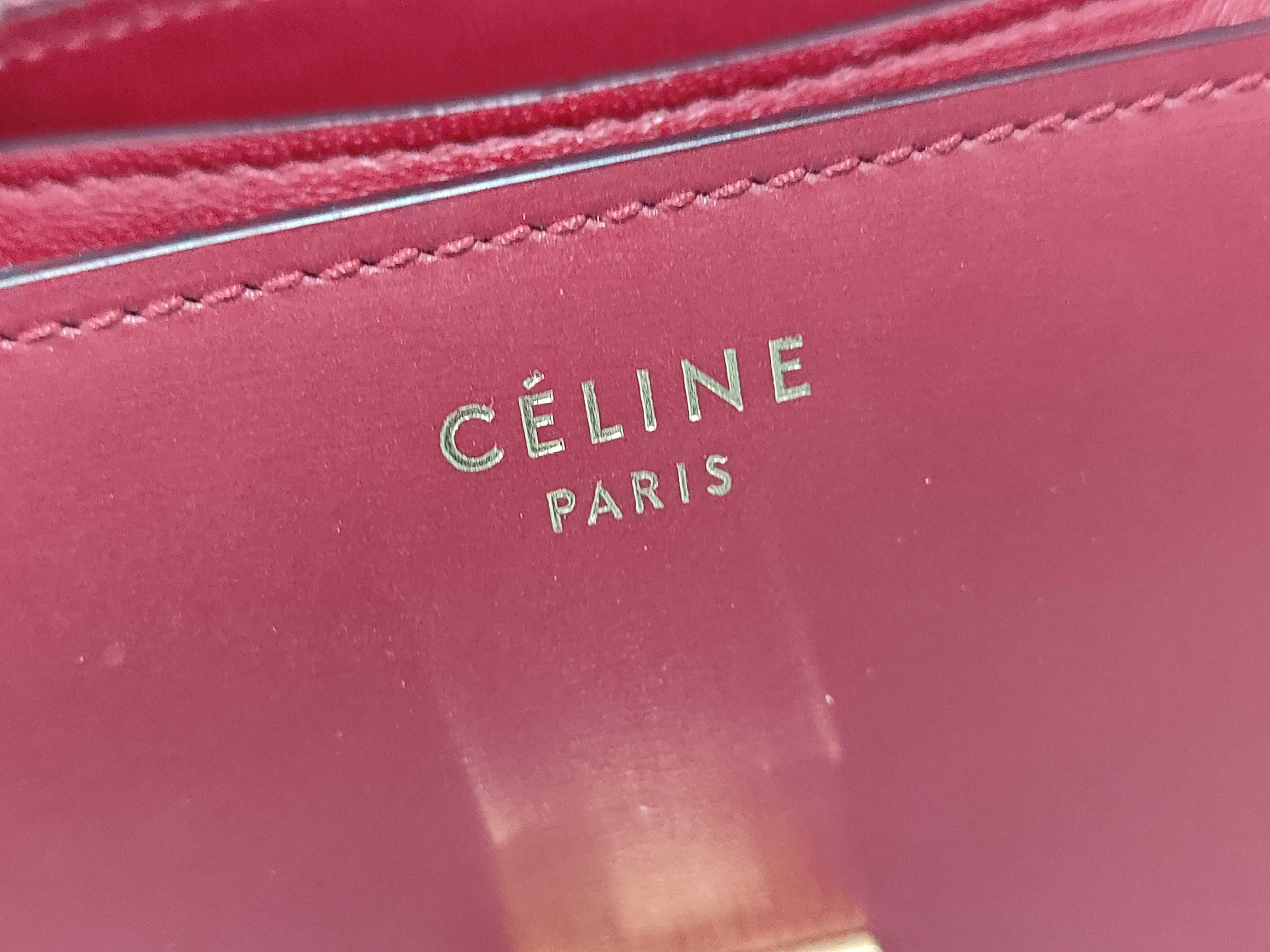 Mini Box Bag, Maroon Calfskin Leather, Gold Hardware — view 12