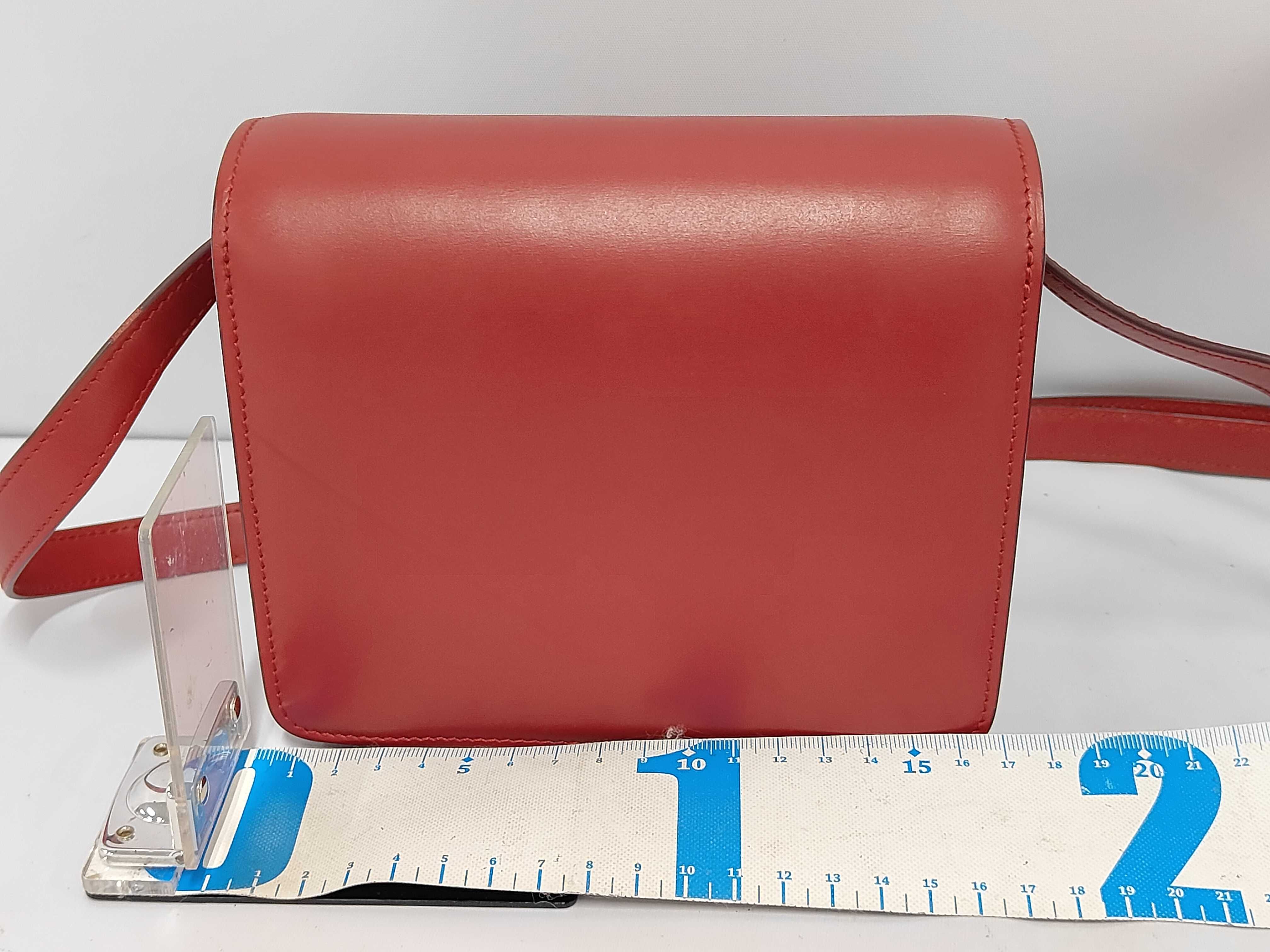 Mini Box Bag, Maroon Calfskin Leather, Gold Hardware — view 3
