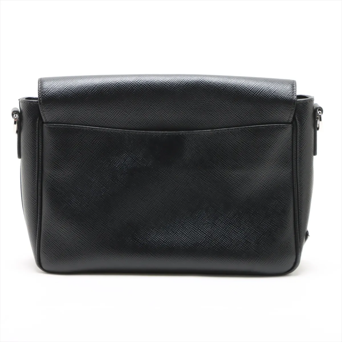Saffiano Cuir Leather Shoulder Bag Black — view 2