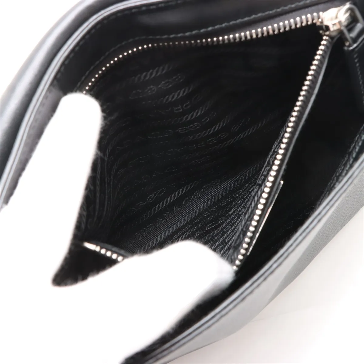 Saffiano Cuir Leather Shoulder Bag Black — view 6