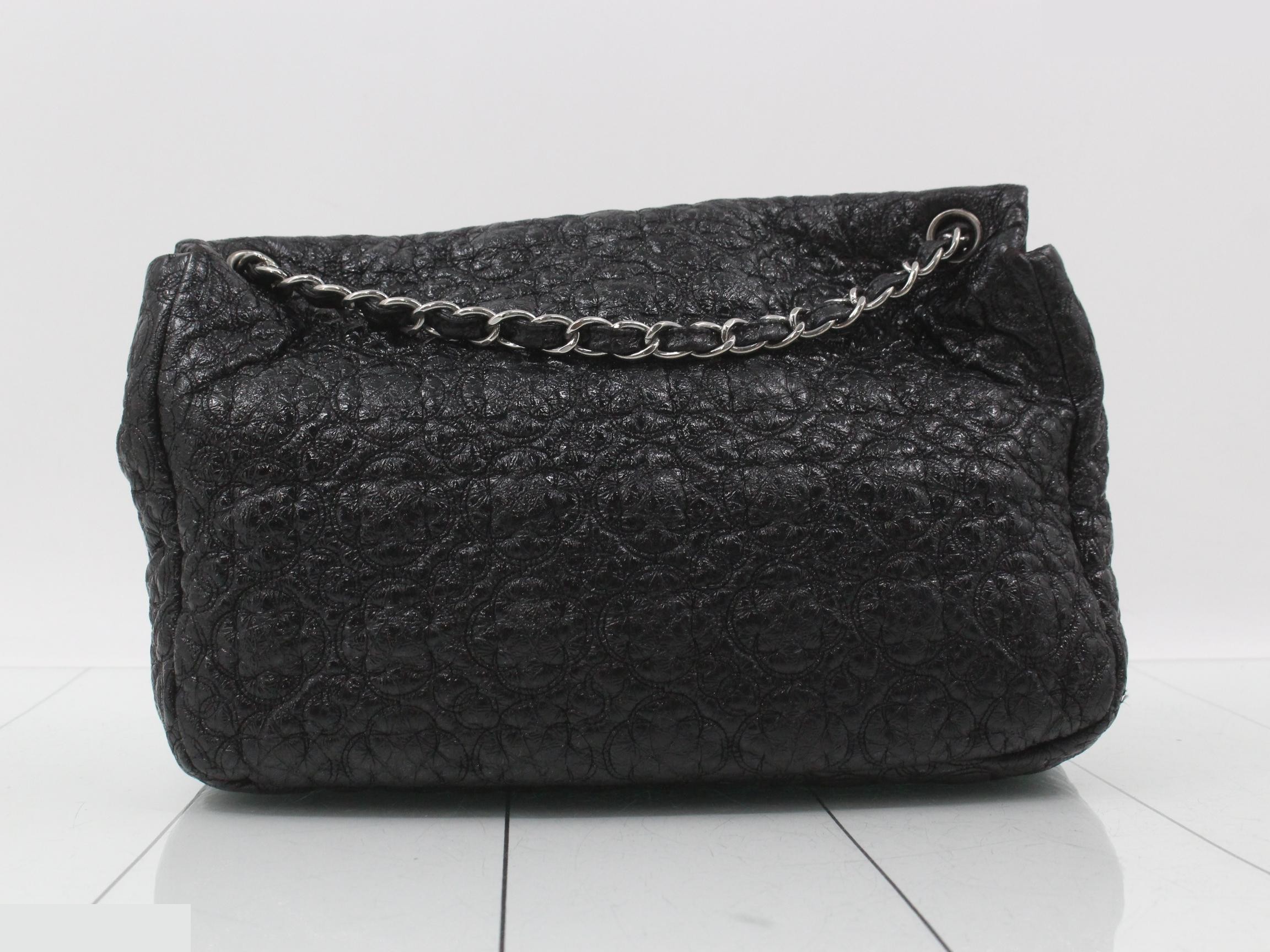 Leather Coco Mark Chain Shoulder Bag, Black — view 2
