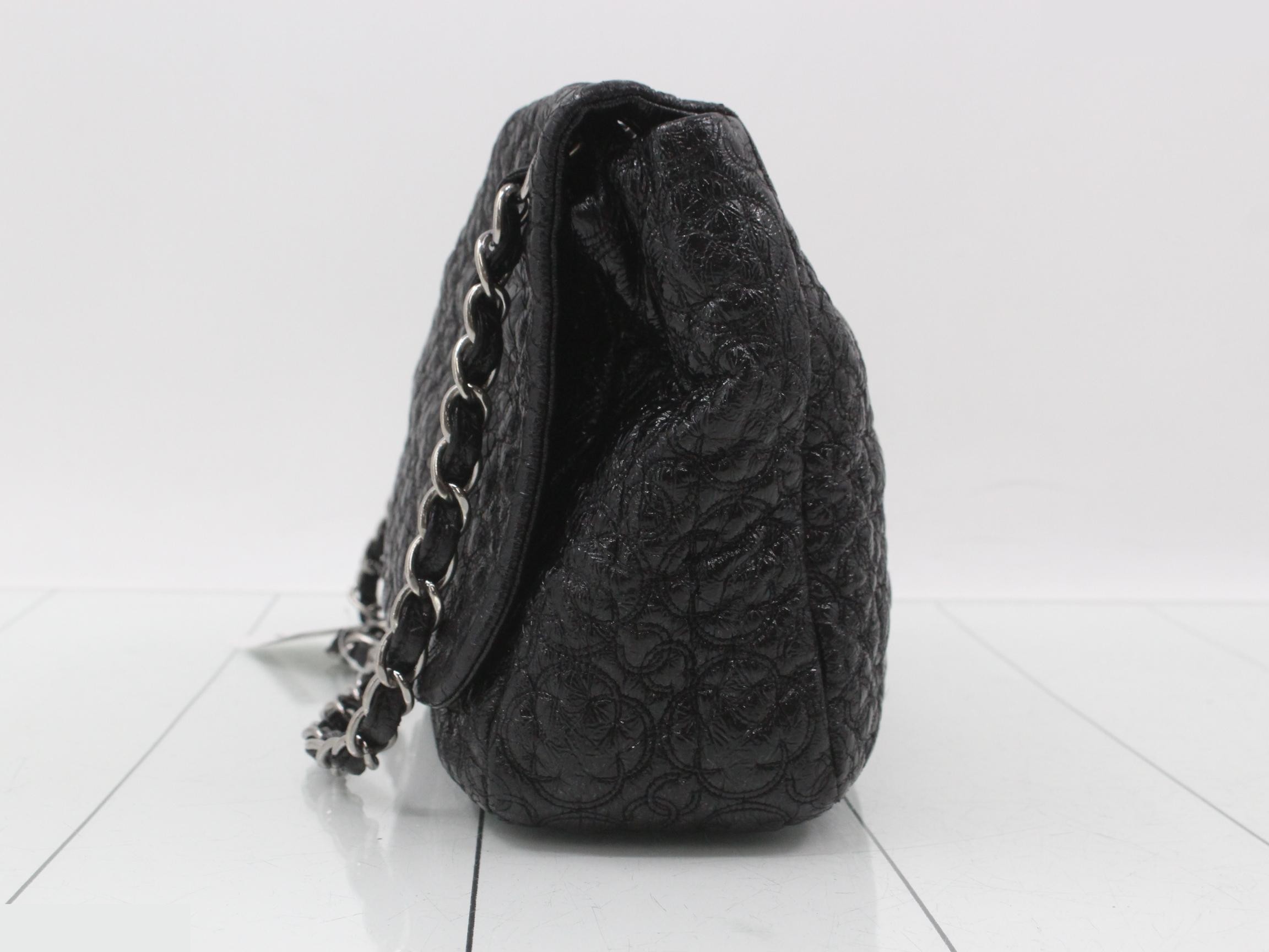 Leather Coco Mark Chain Shoulder Bag, Black — view 3