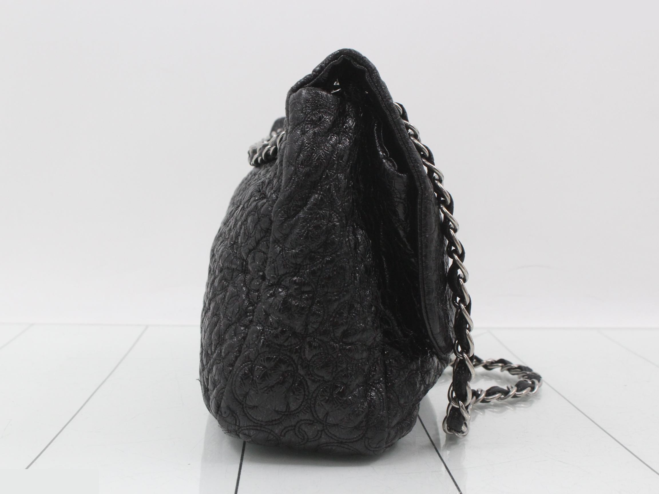 Leather Coco Mark Chain Shoulder Bag, Black — view 4