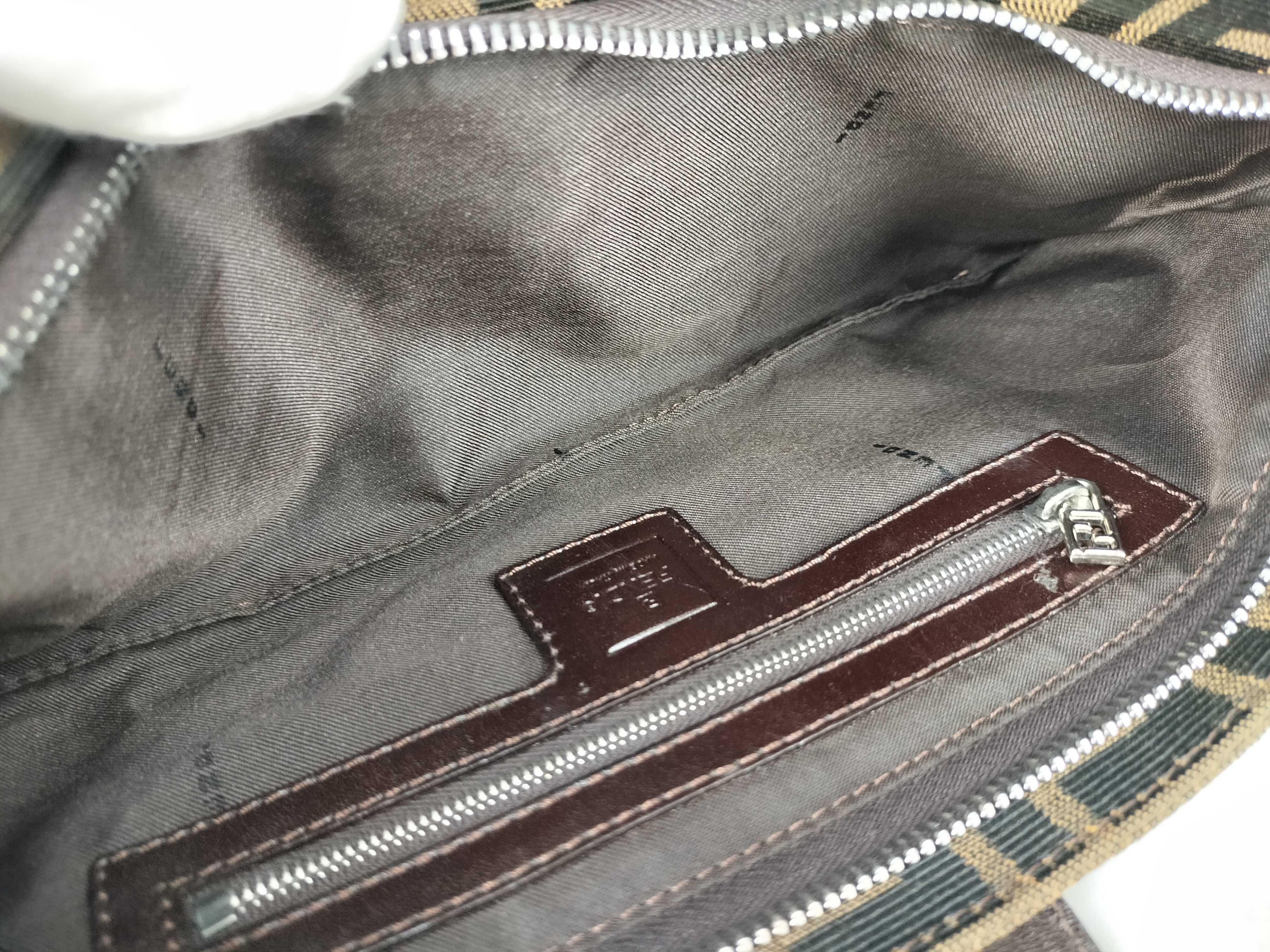 Zucca pattern shoulder bag, canvas and leather, brown. — view 10