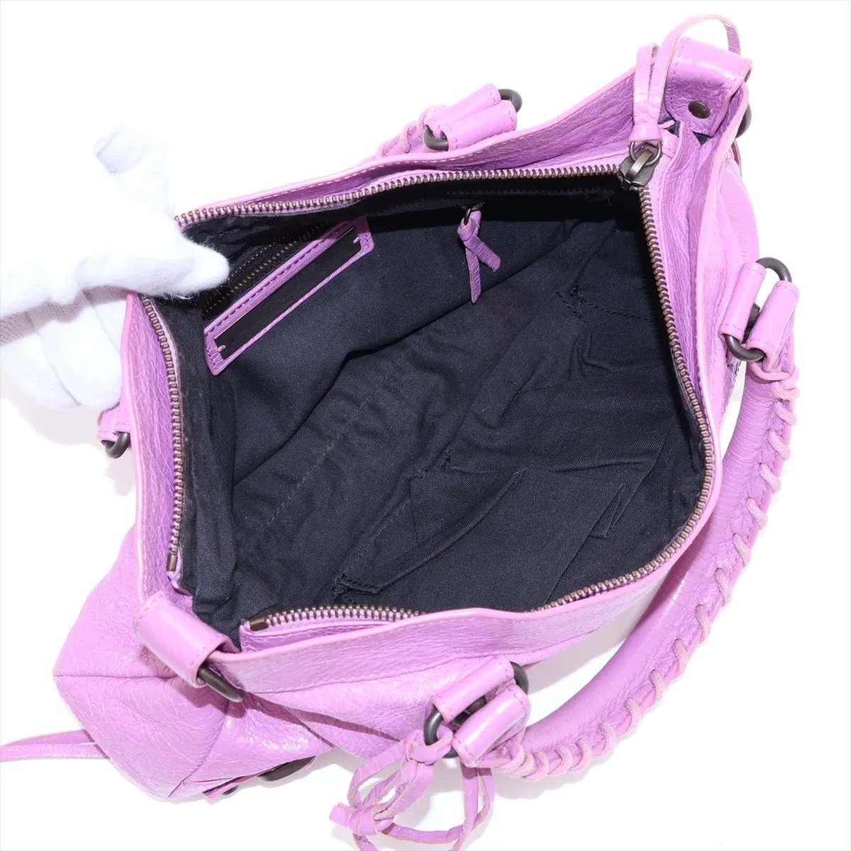 The First 103208 Leather 2-Way Handbag, Purple, with Mirror — view 8