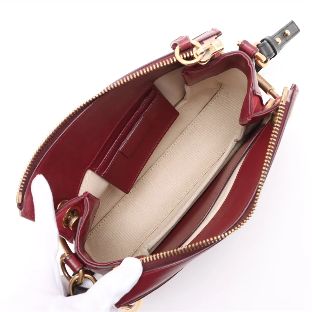 Logo Leather 2WAY Shoulder Bag Red — view 8