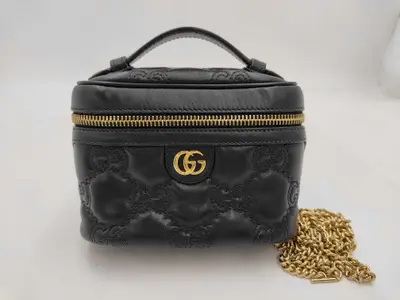 CHANEL Embossed Vanity Shoulder Bag Vanity Bag