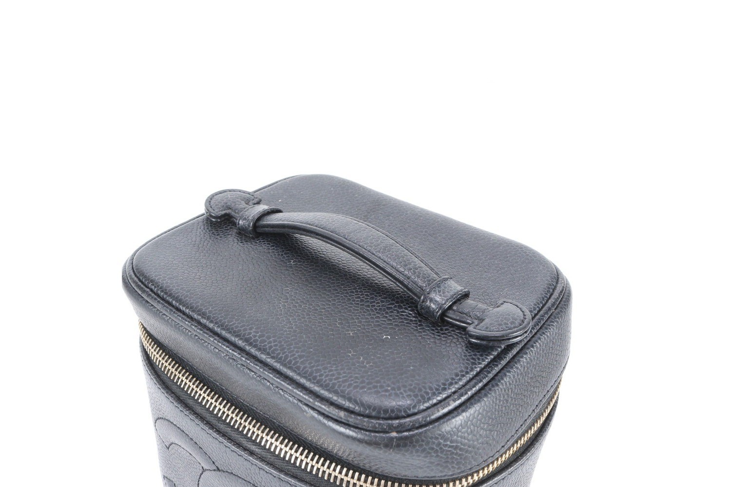 Includes serial number sticker Caviar skin Coco Mark vanity pouch — view 2