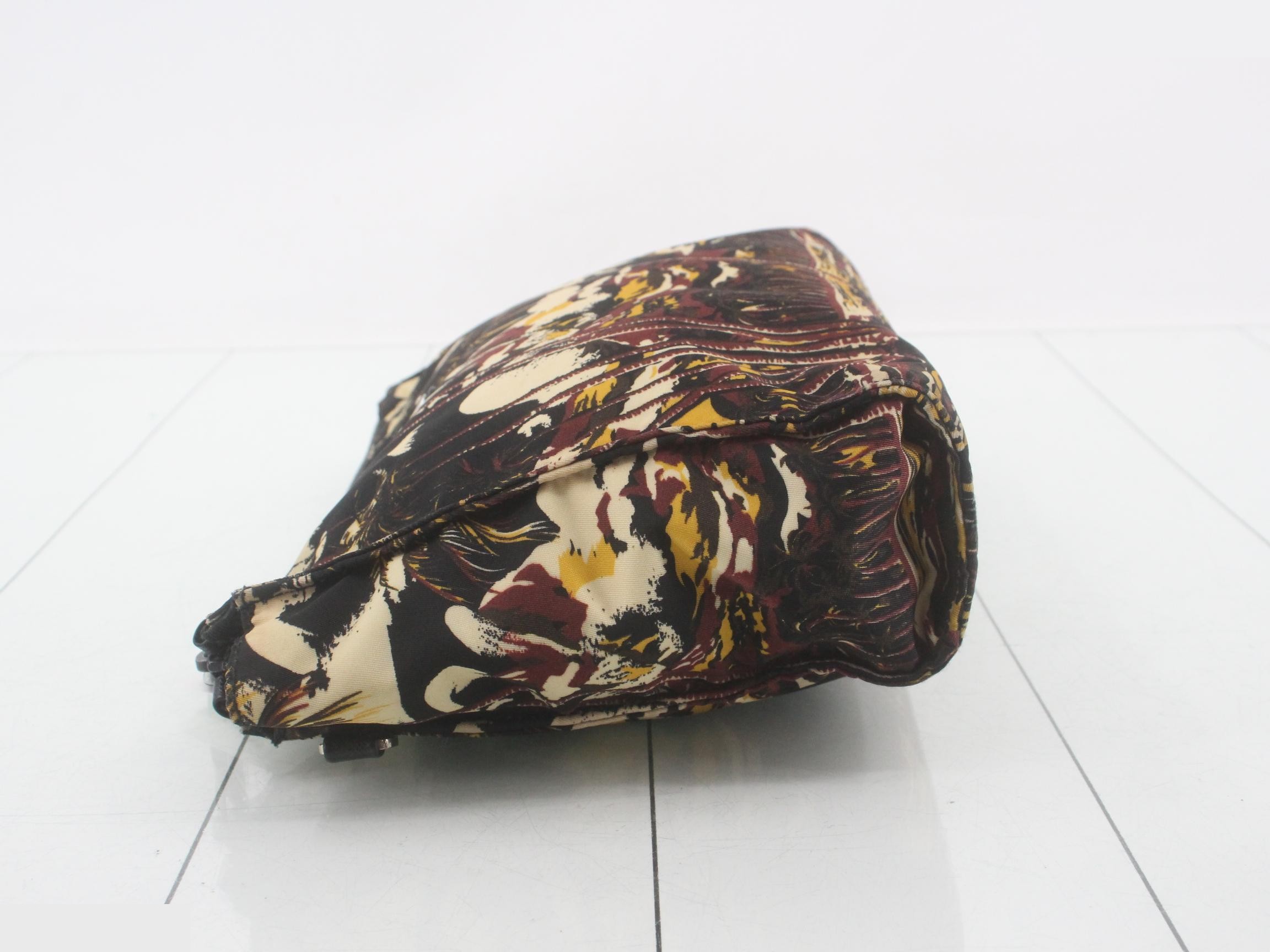 dark aloha print clutch bag, nylon, with strap. — view 4