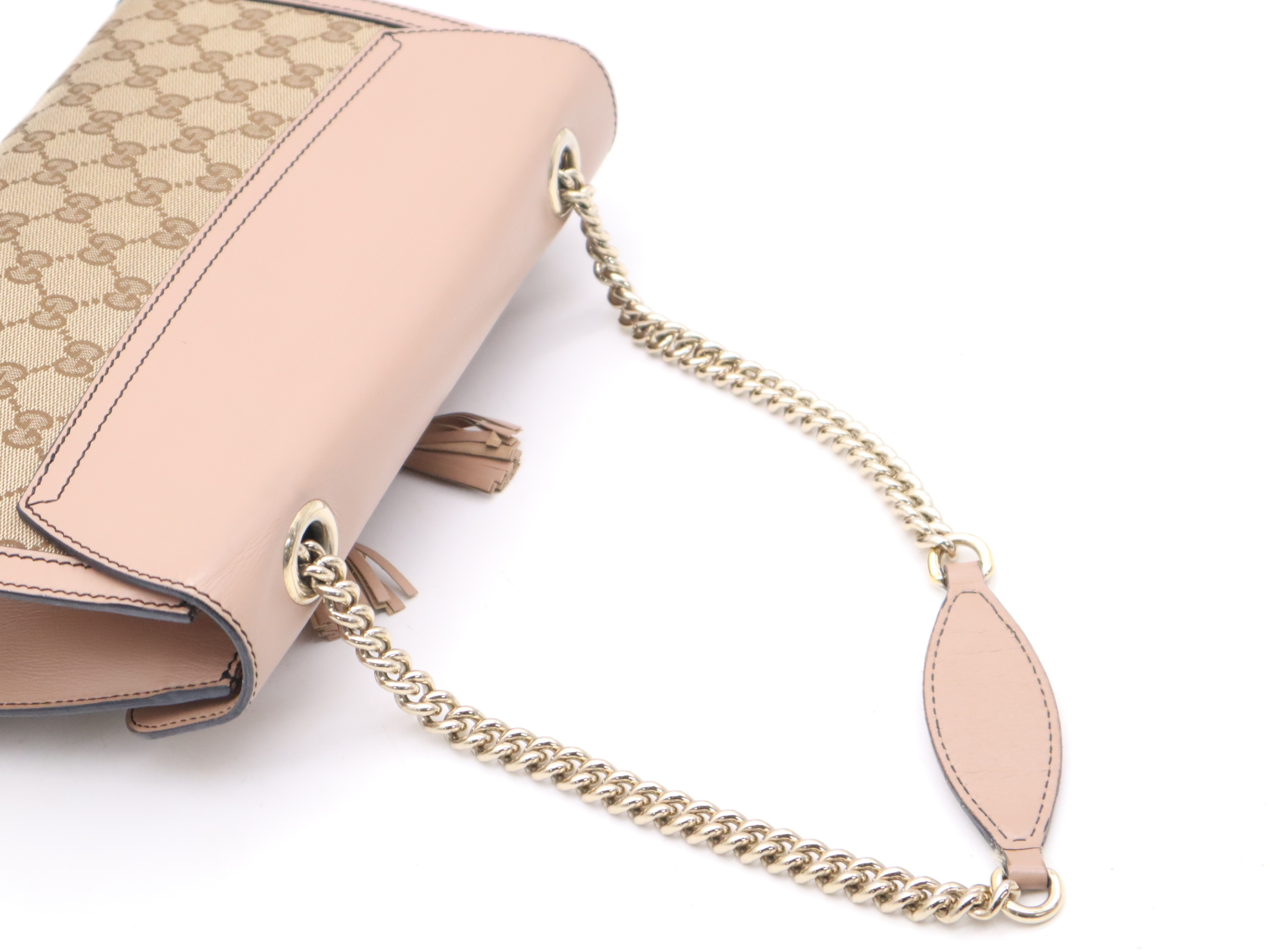 295402 Canvas x Leather GG Canvas Pink GD Hardware Shoulder Bag — view 6