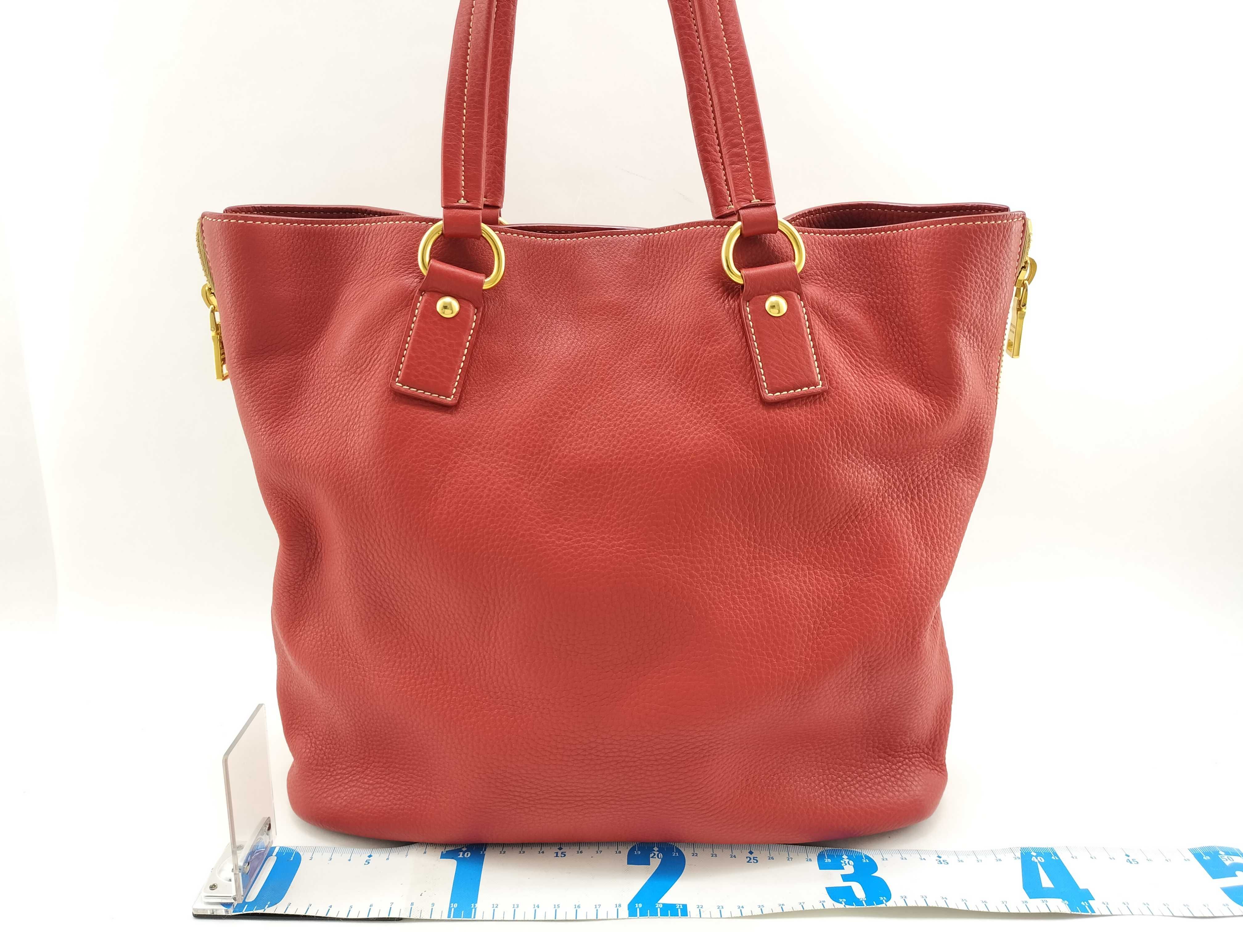 Vitello Daino Side-Zip Shoulder Bag Red BR4372 Tote Bag — view 2