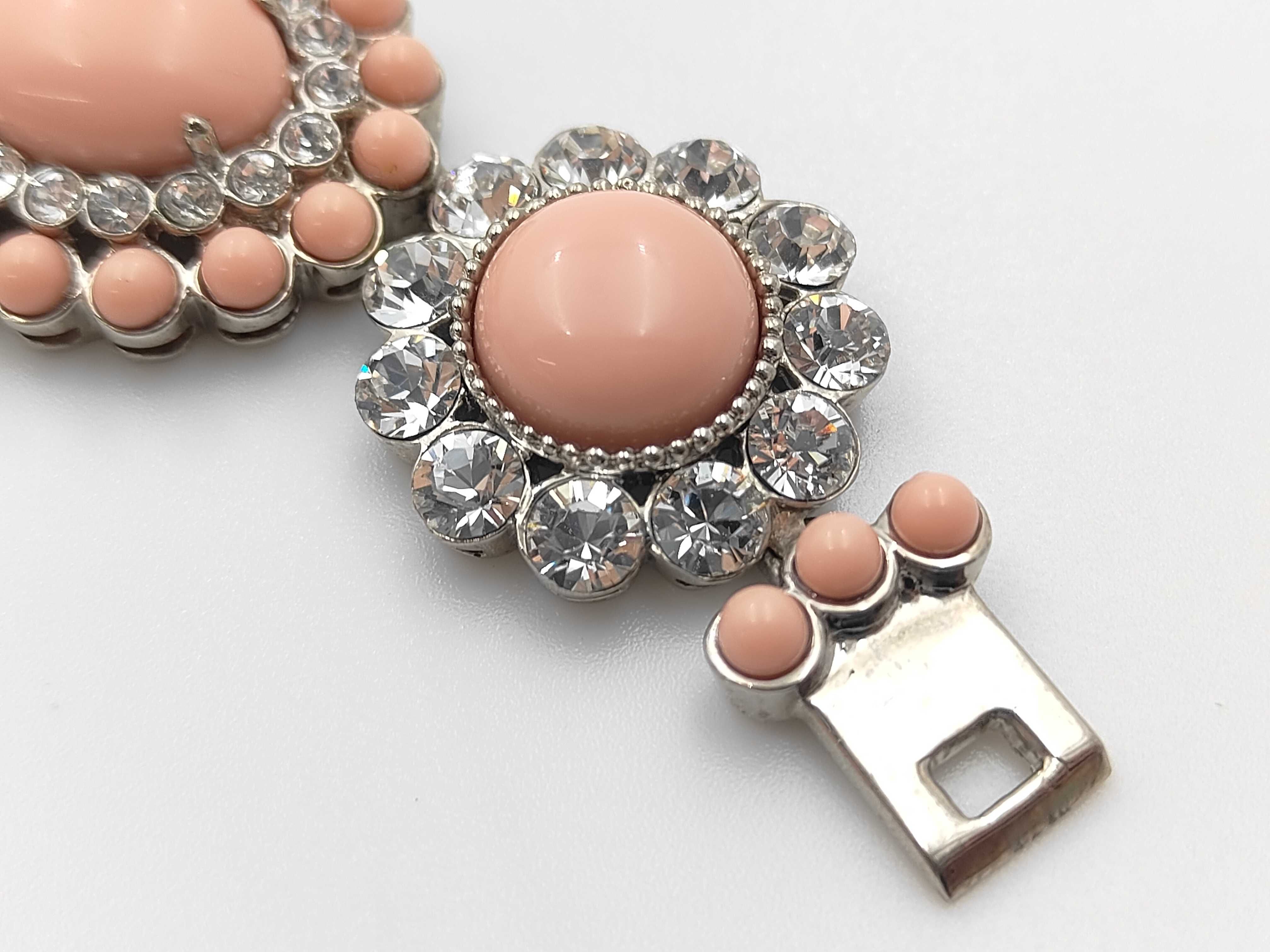 Pink Silver Hardware Rhinestone Bracelet/Bangle — view 5