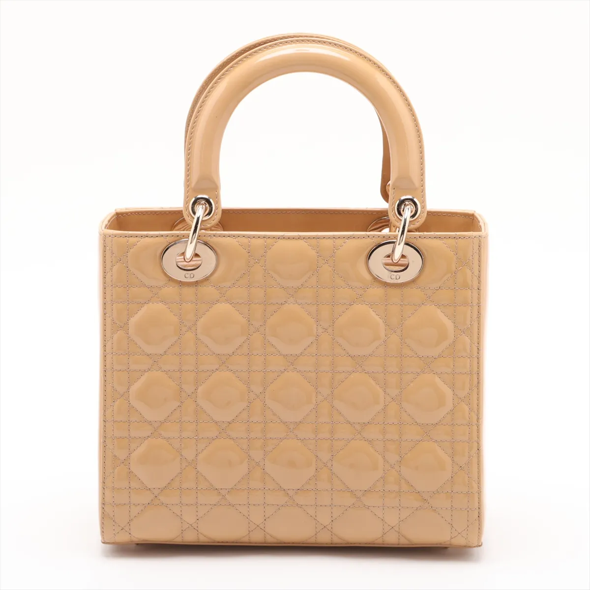 Cannage Lady Dior Patent Leather 2-Way Handbag, Beige — view 2