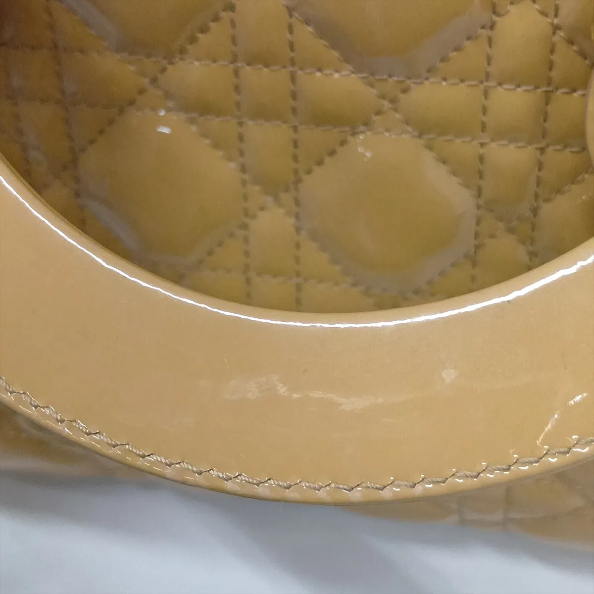 Cannage Lady Dior Patent Leather 2-Way Handbag, Beige — view 13