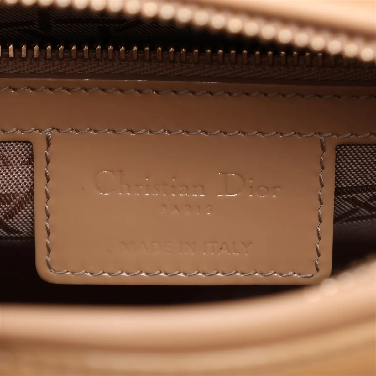 Cannage Lady Dior Patent Leather 2-Way Handbag, Beige — view 10