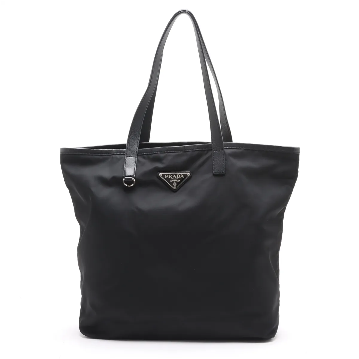 Tessuto Nylon x Leather Tote Bag Black