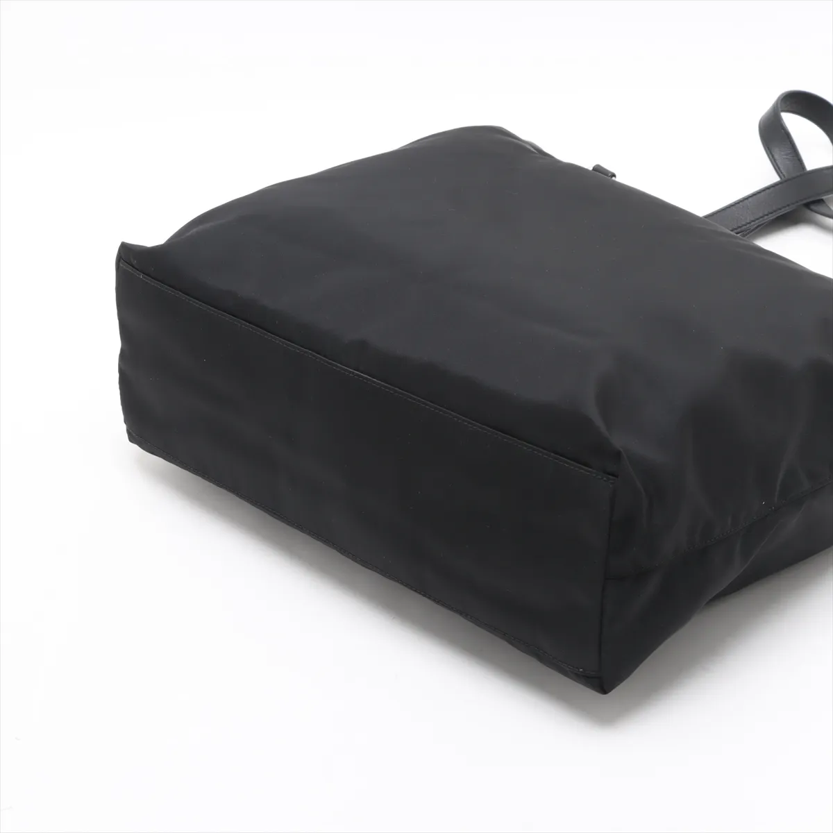 Tessuto Nylon x Leather Tote Bag Black — view 3