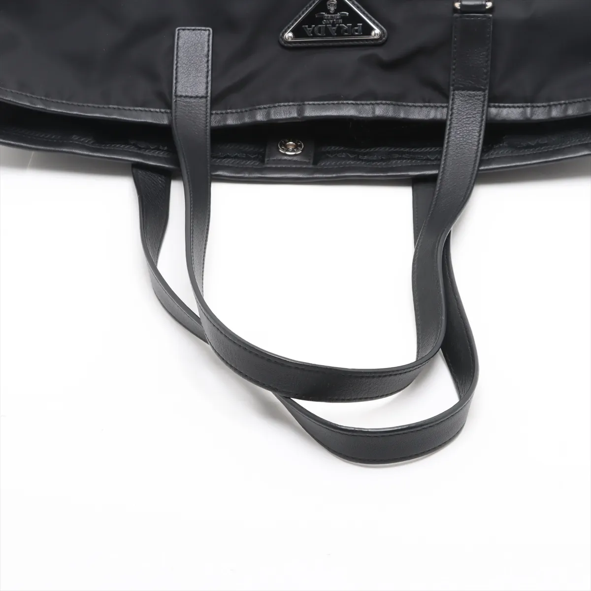 Tessuto Nylon x Leather Tote Bag Black — view 5