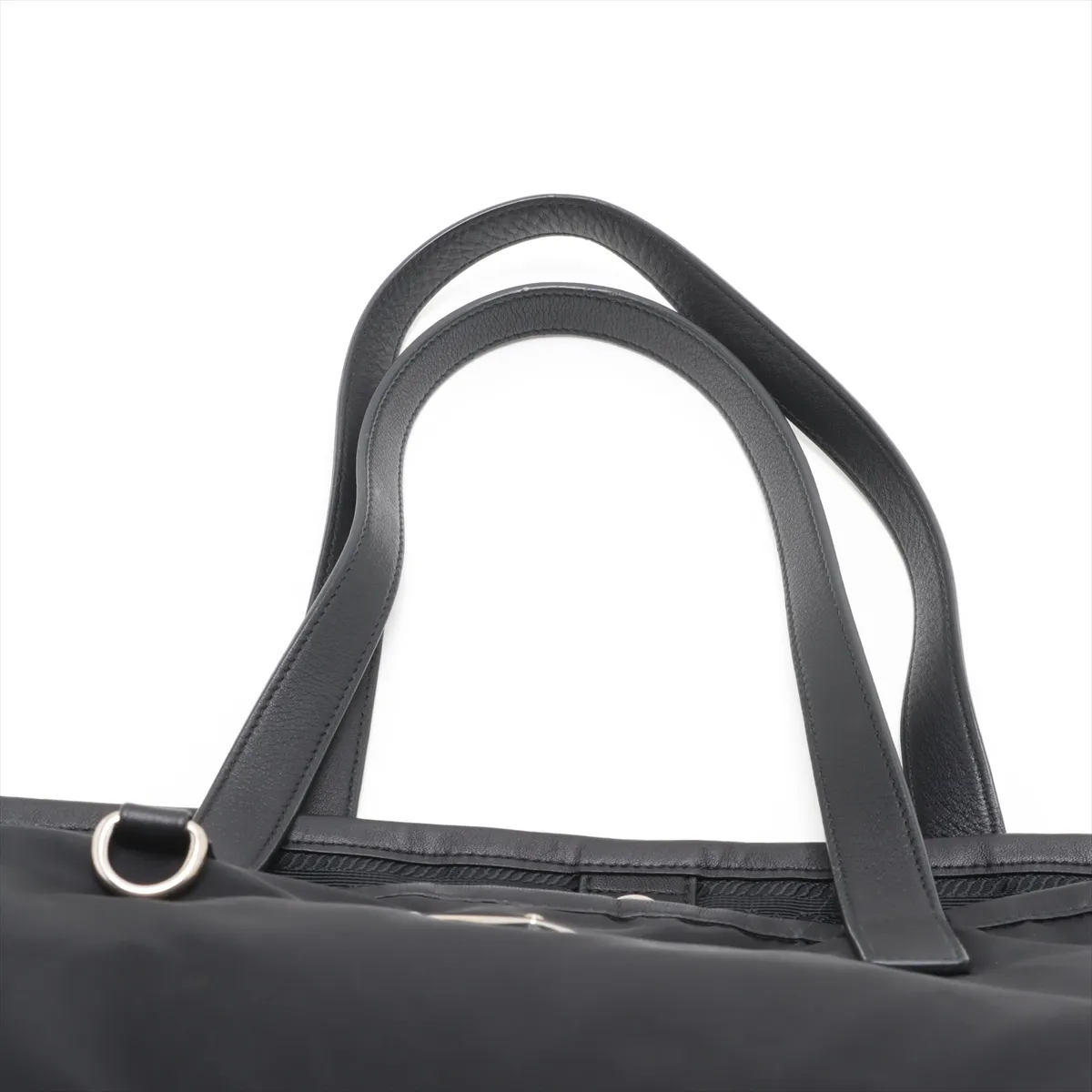 Tessuto Nylon x Leather Tote Bag Black — view 6