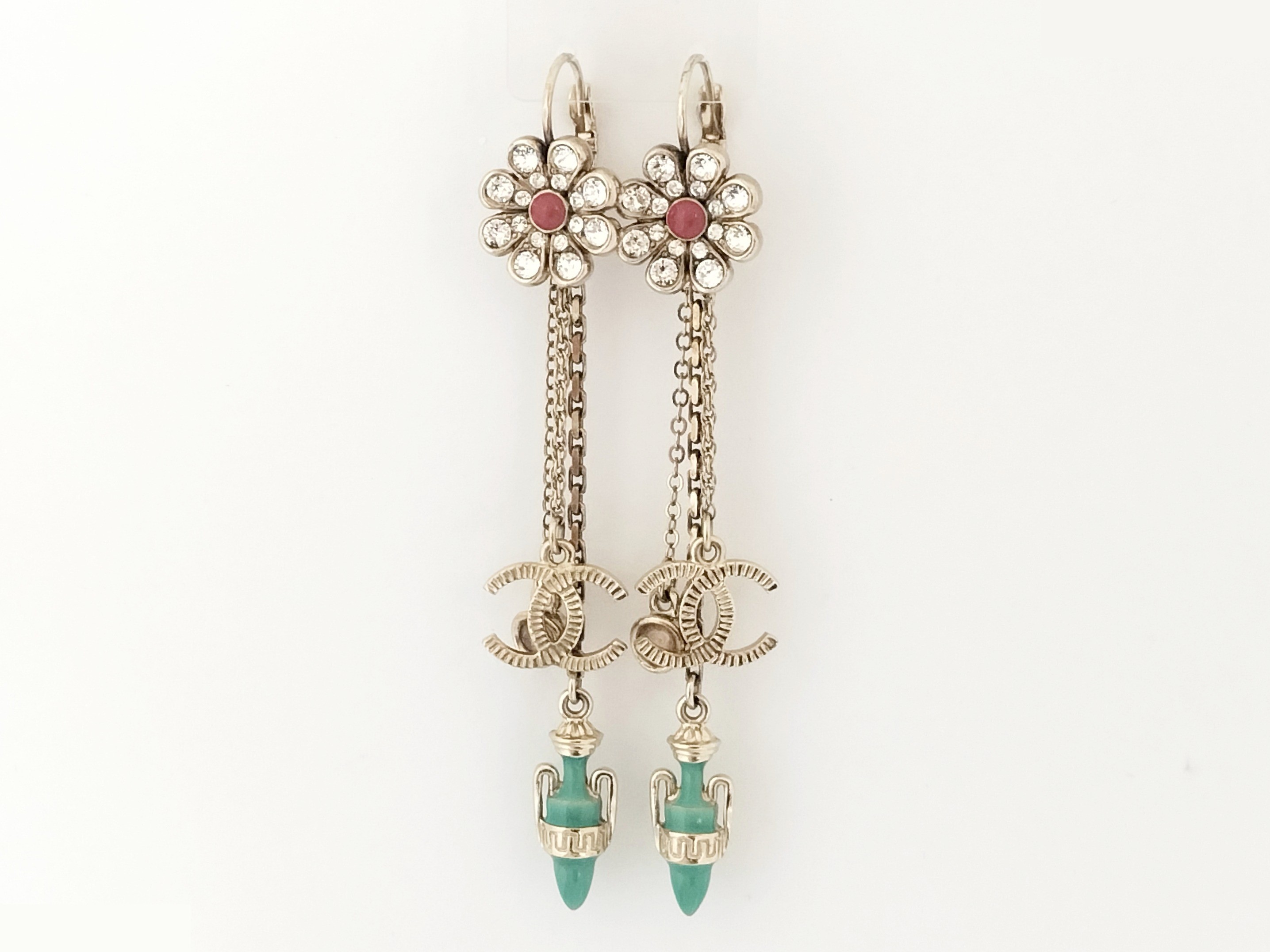 Coco Rhinestone Dangle Gold Earrings, 18C