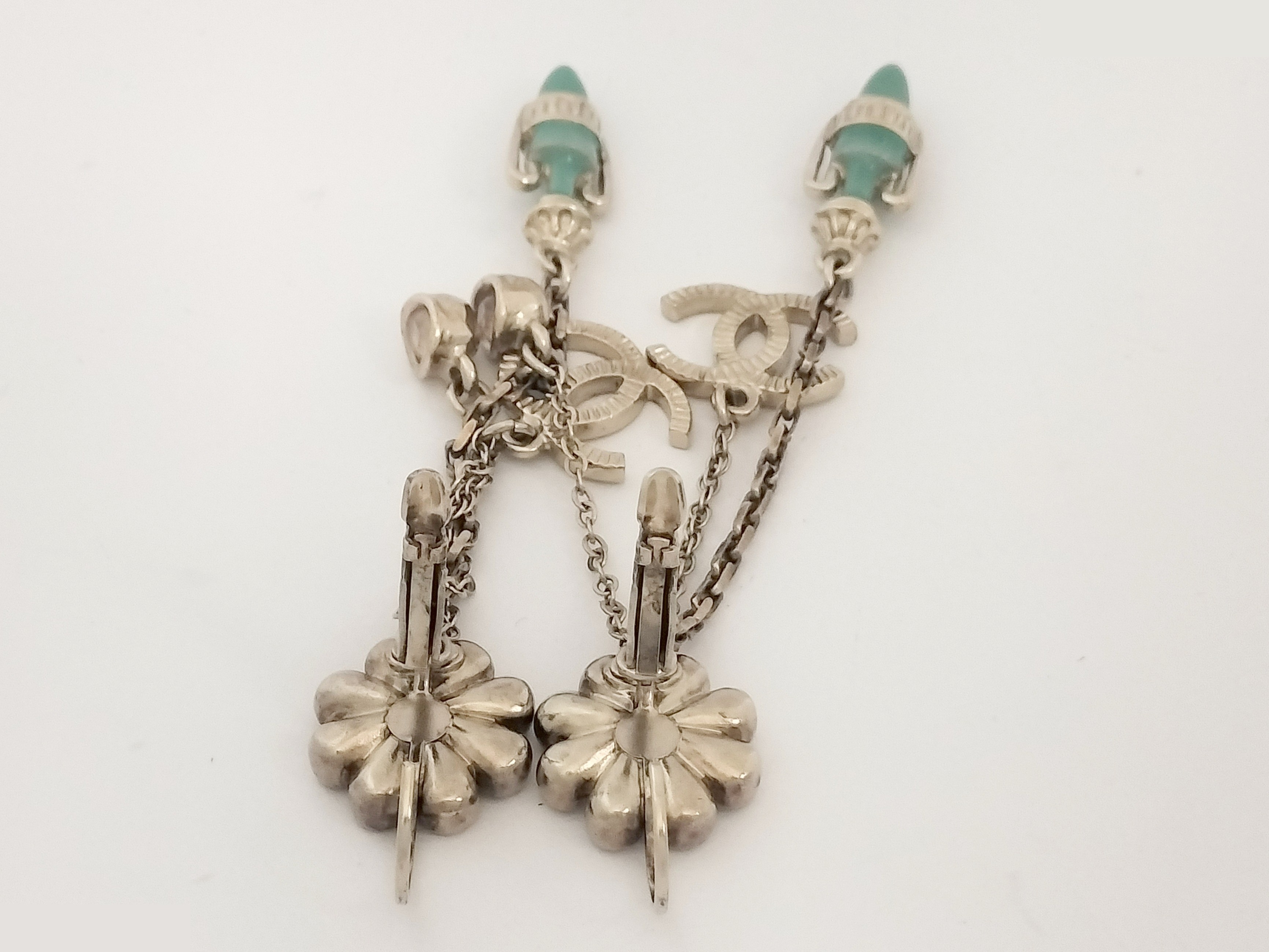Coco Rhinestone Dangle Gold Earrings, 18C — view 4