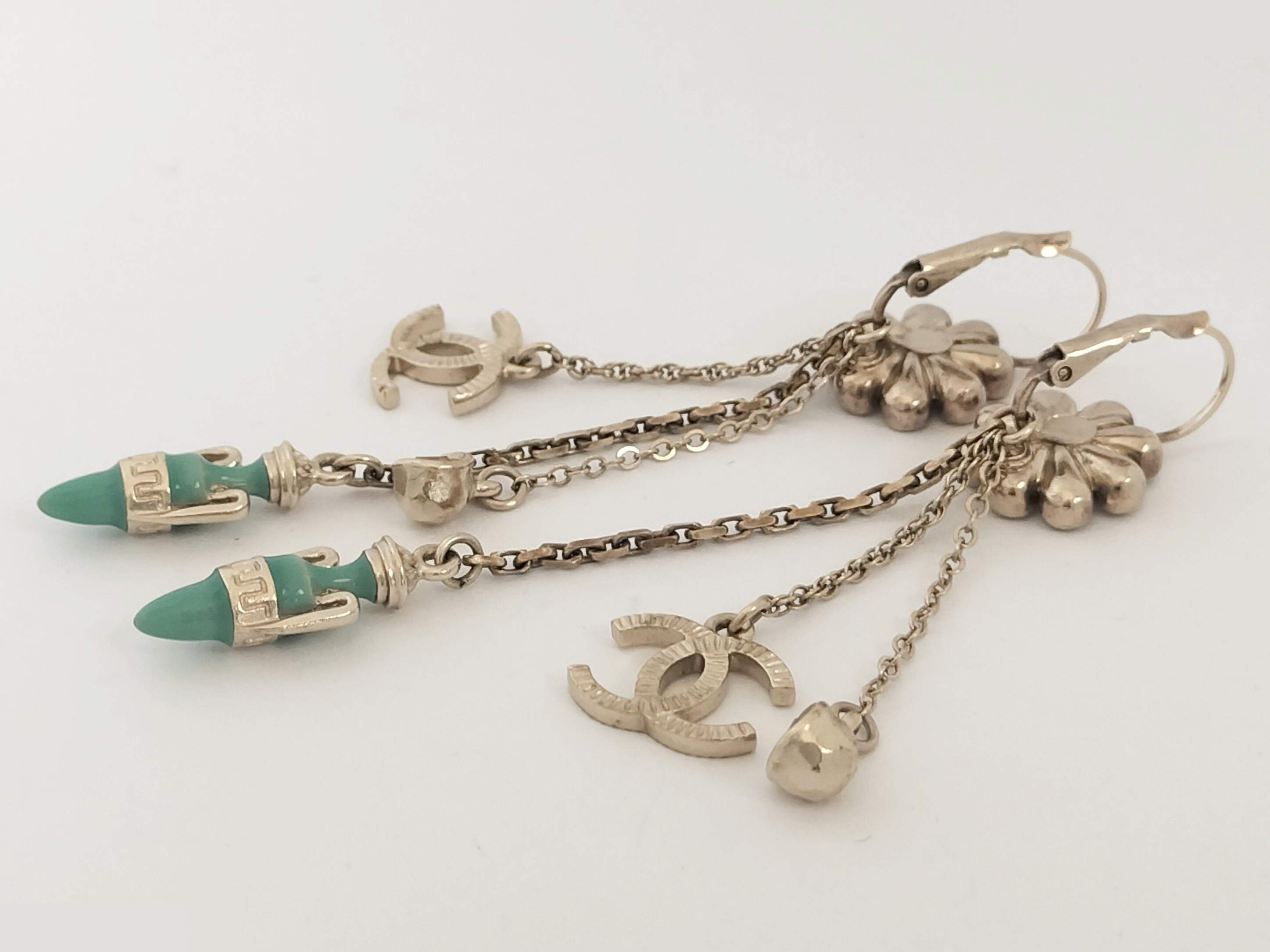 Coco Rhinestone Dangle Gold Earrings, 18C — view 5