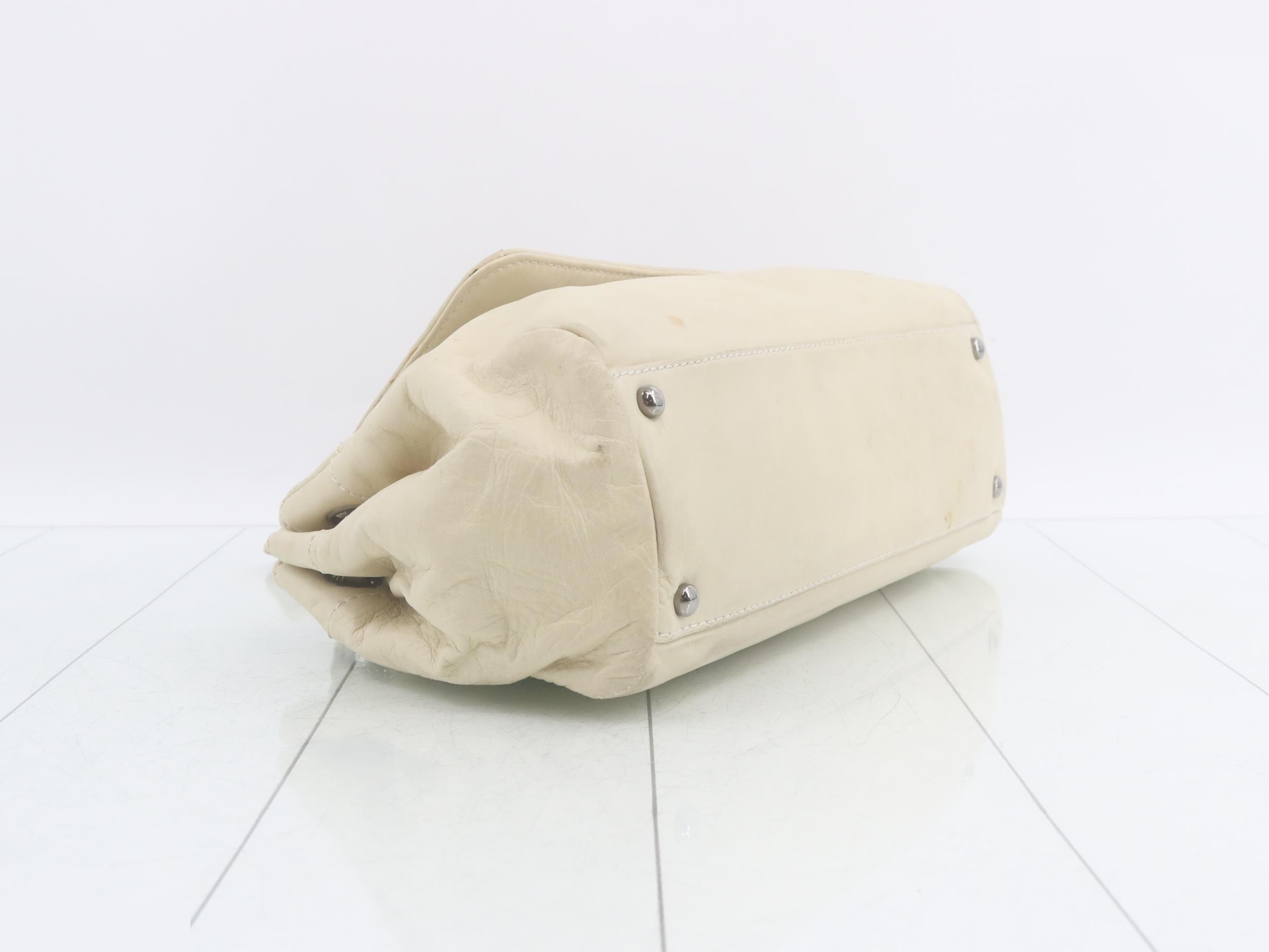 Chain shoulder bag, logo, leather, beige — view 5