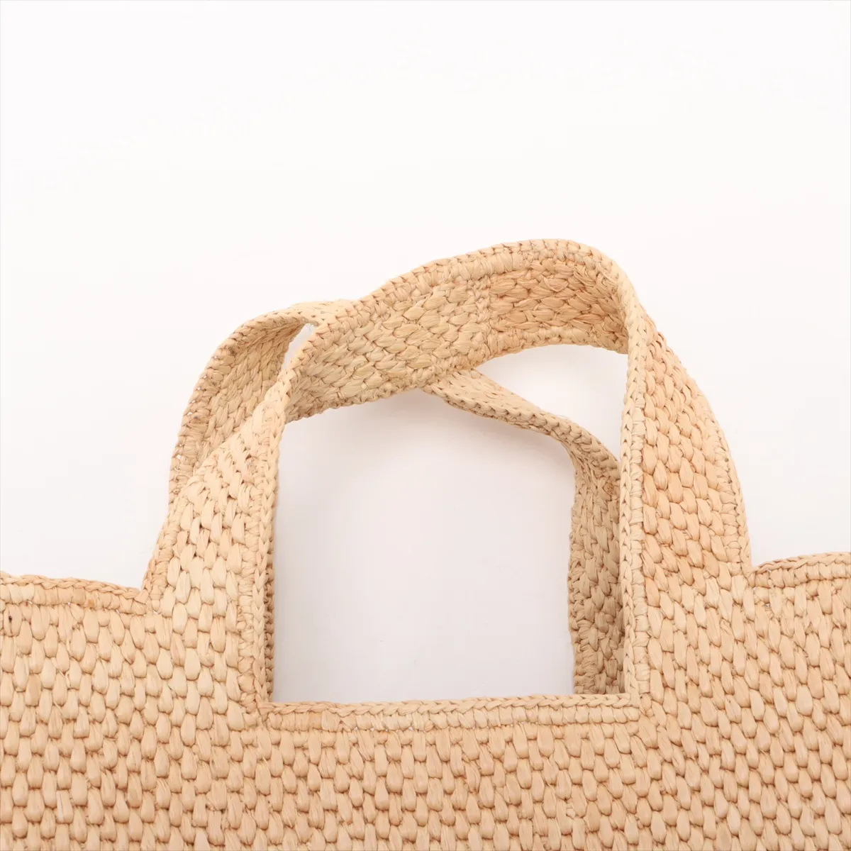 Font Tote Small Raffia x Leather 2-Way Handbag Beige — view 6