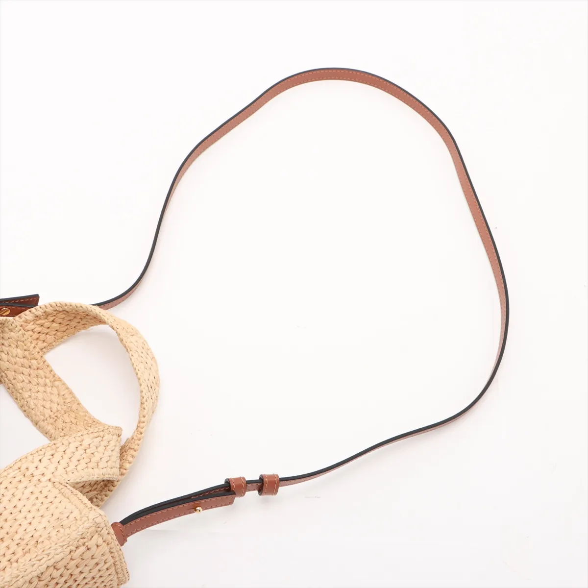 Font Tote Small Raffia x Leather 2-Way Handbag Beige — view 7