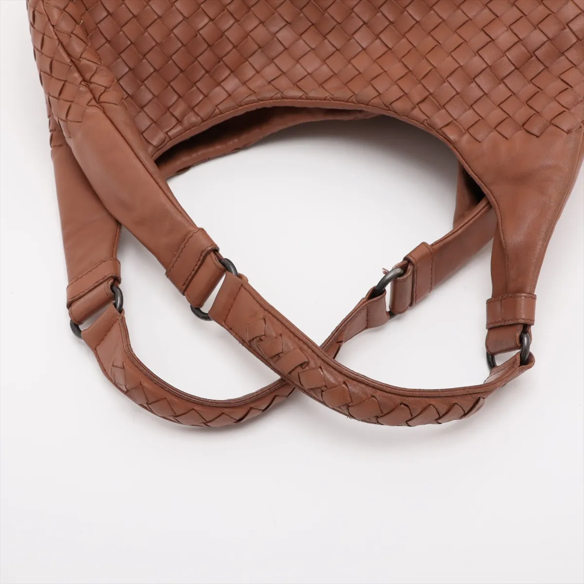 Intrecciato Campana Leather Shoulder Bag, Brown, 125787 — view 5