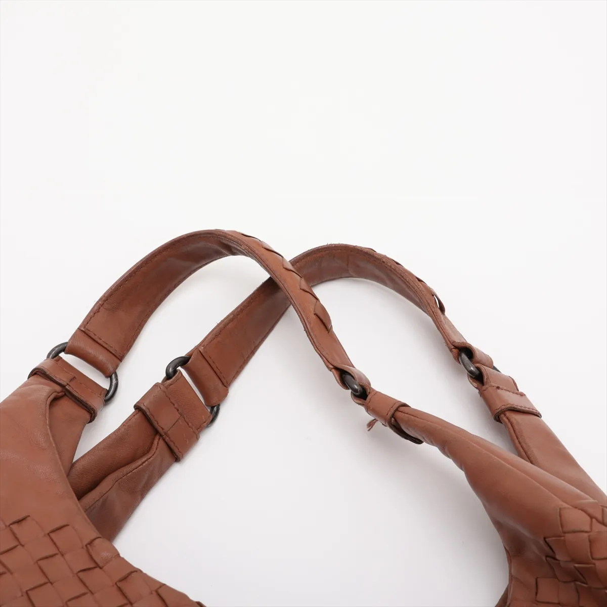 Intrecciato Campana Leather Shoulder Bag, Brown, 125787 — view 6