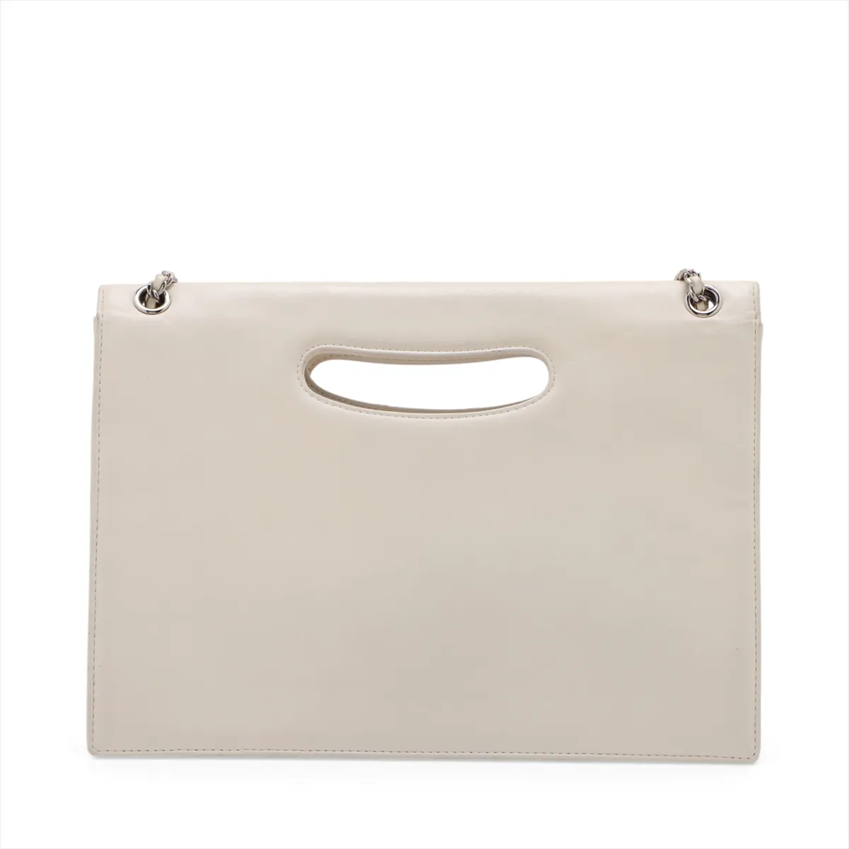 Matelassé Lambskin Chain Shoulder Bag, White, Silver Hardware, 19618706, Serial Number 19 — view 2